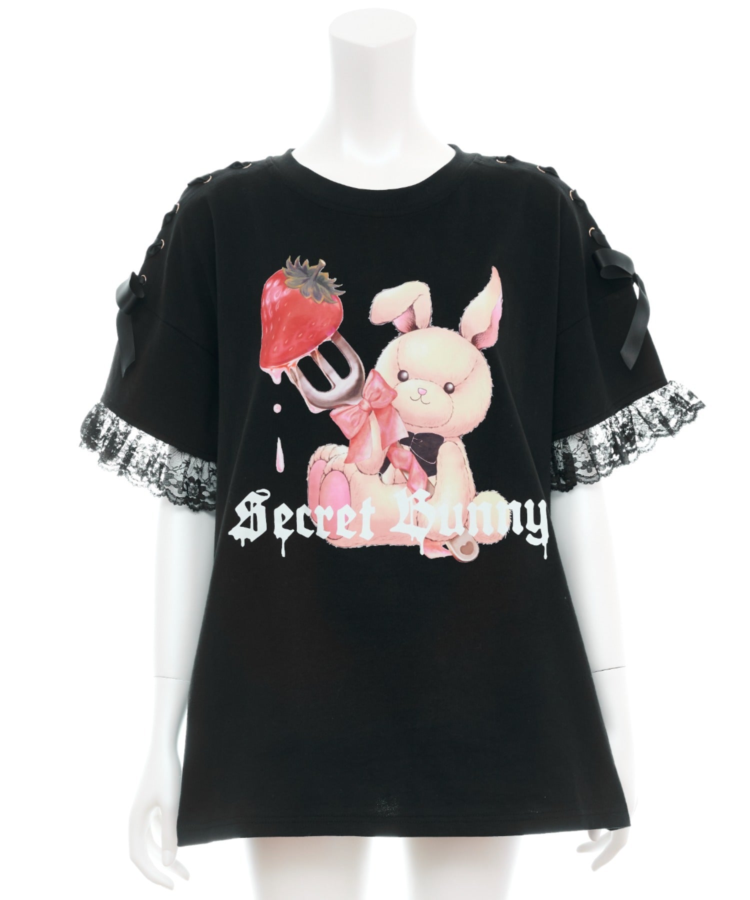 シークレットハニー Secret Honey 肩レースアップオリジナルプリントTシャツ （Sクロ） Sクロ