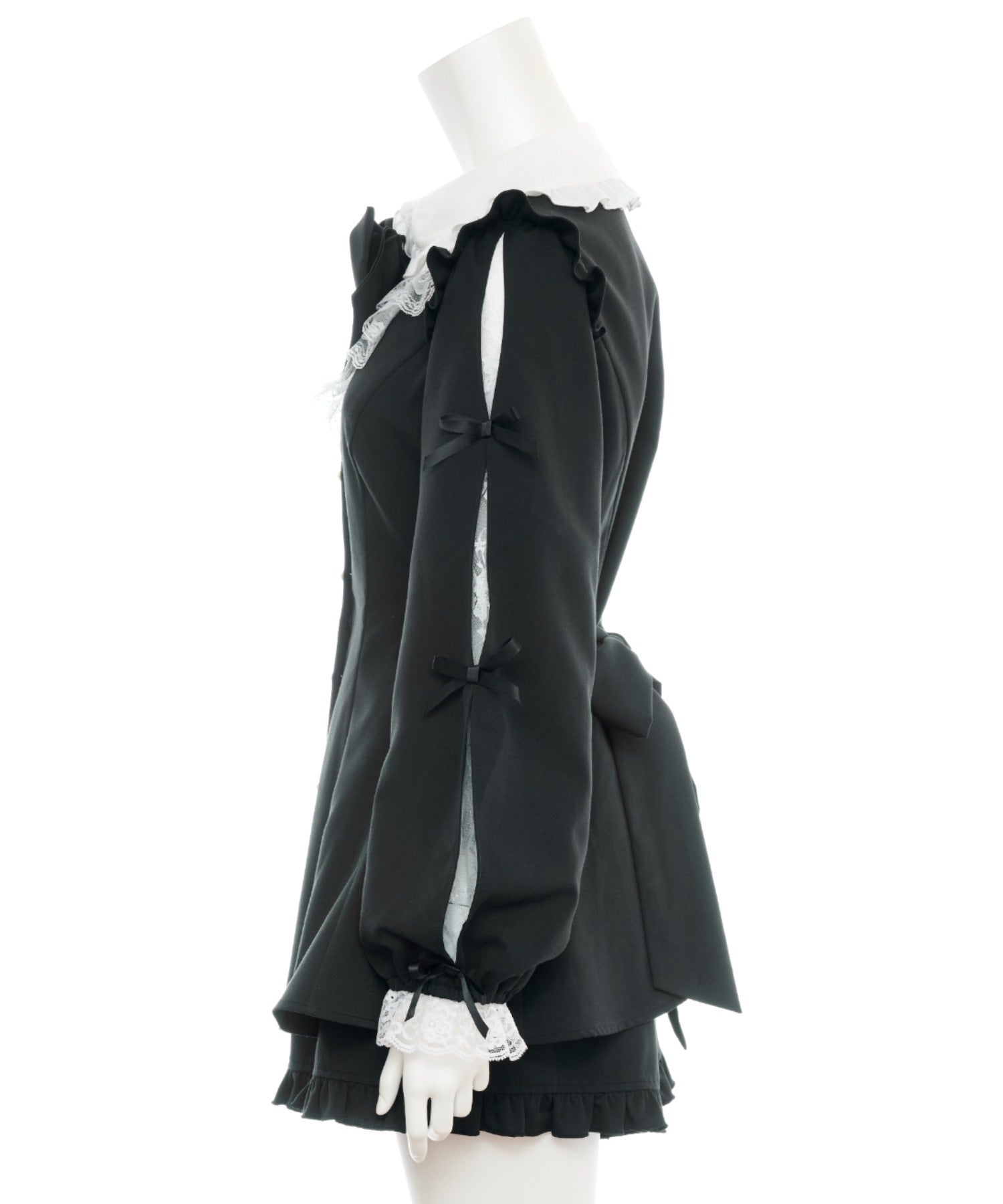 シークレットハニー Secret Honey 袖スリットレースフリルセットアップ （クロ） クロ