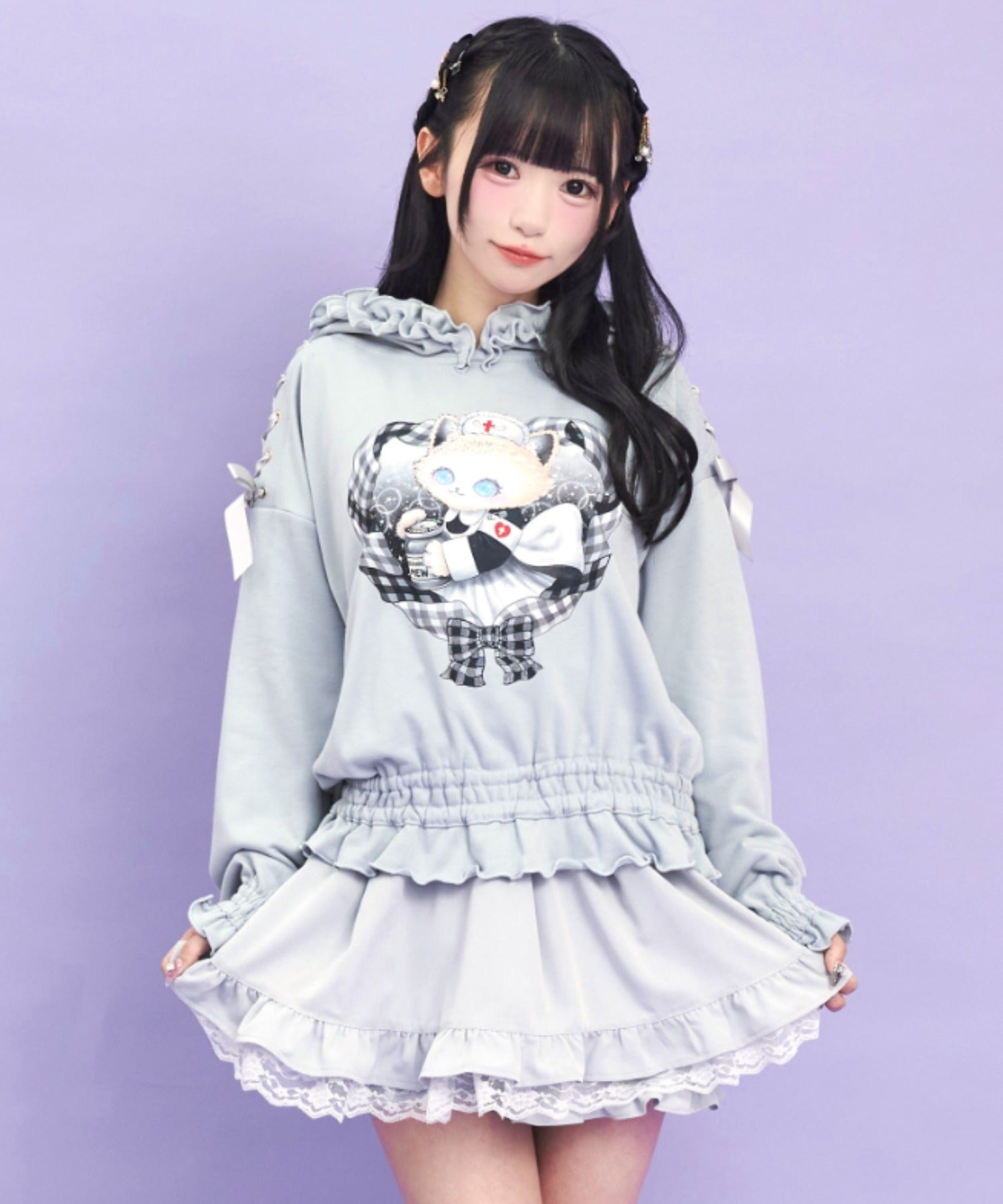 シークレットハニー Secret Honey Catフリルパーカー （グレー） グレー