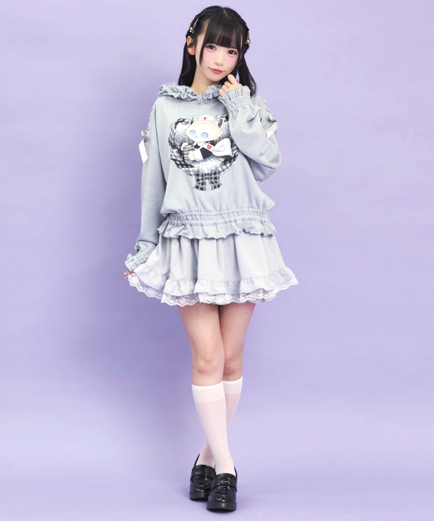 シークレットハニー Secret Honey Catフリルパーカー （グレー） グレー