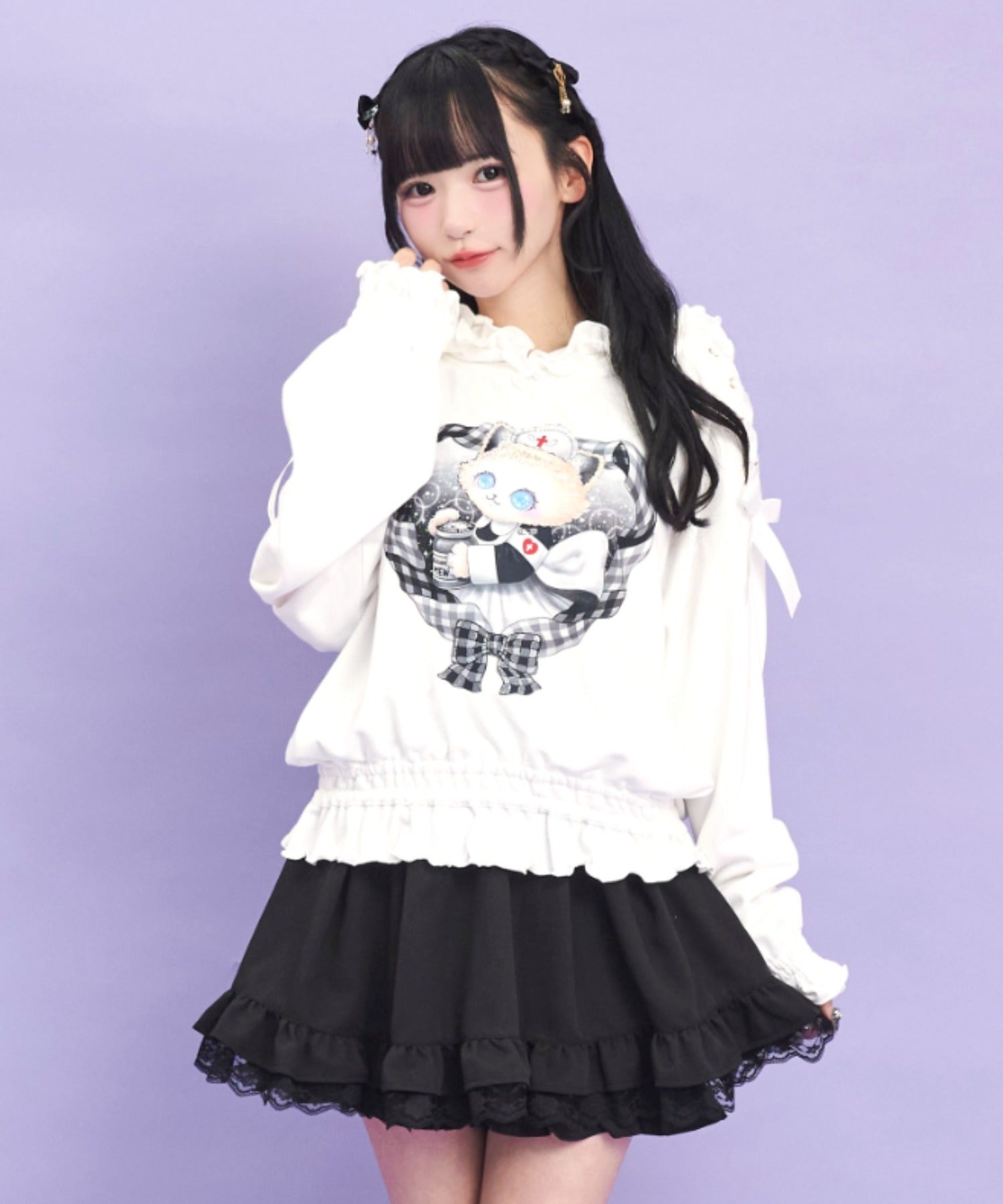 シークレットハニー Secret Honey Catフリルパーカー （ホワイト） ホワイト