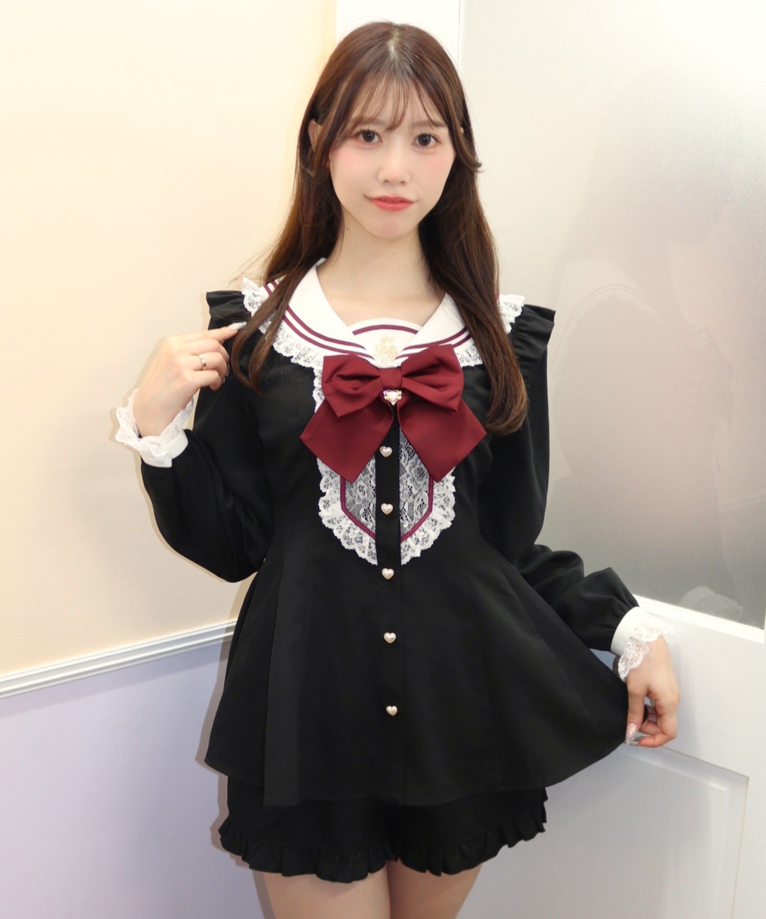 シークレットハニー Secret Honey レースヨークセーラーカラーセットアップ （クロ） クロ