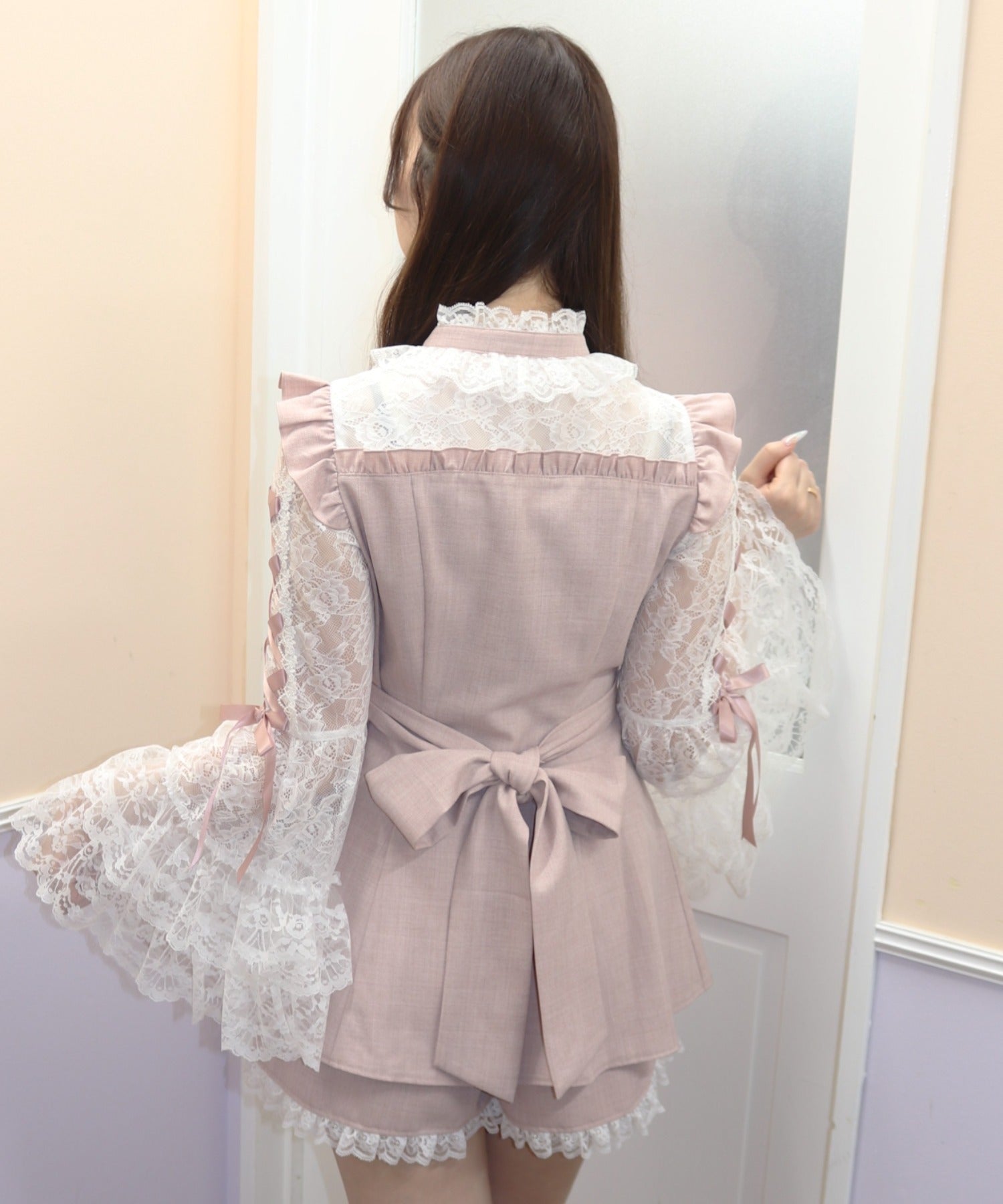 シークレットハニー Secret Honey ビスチェ風切替姫袖セットアップ （ピンク） ピンク