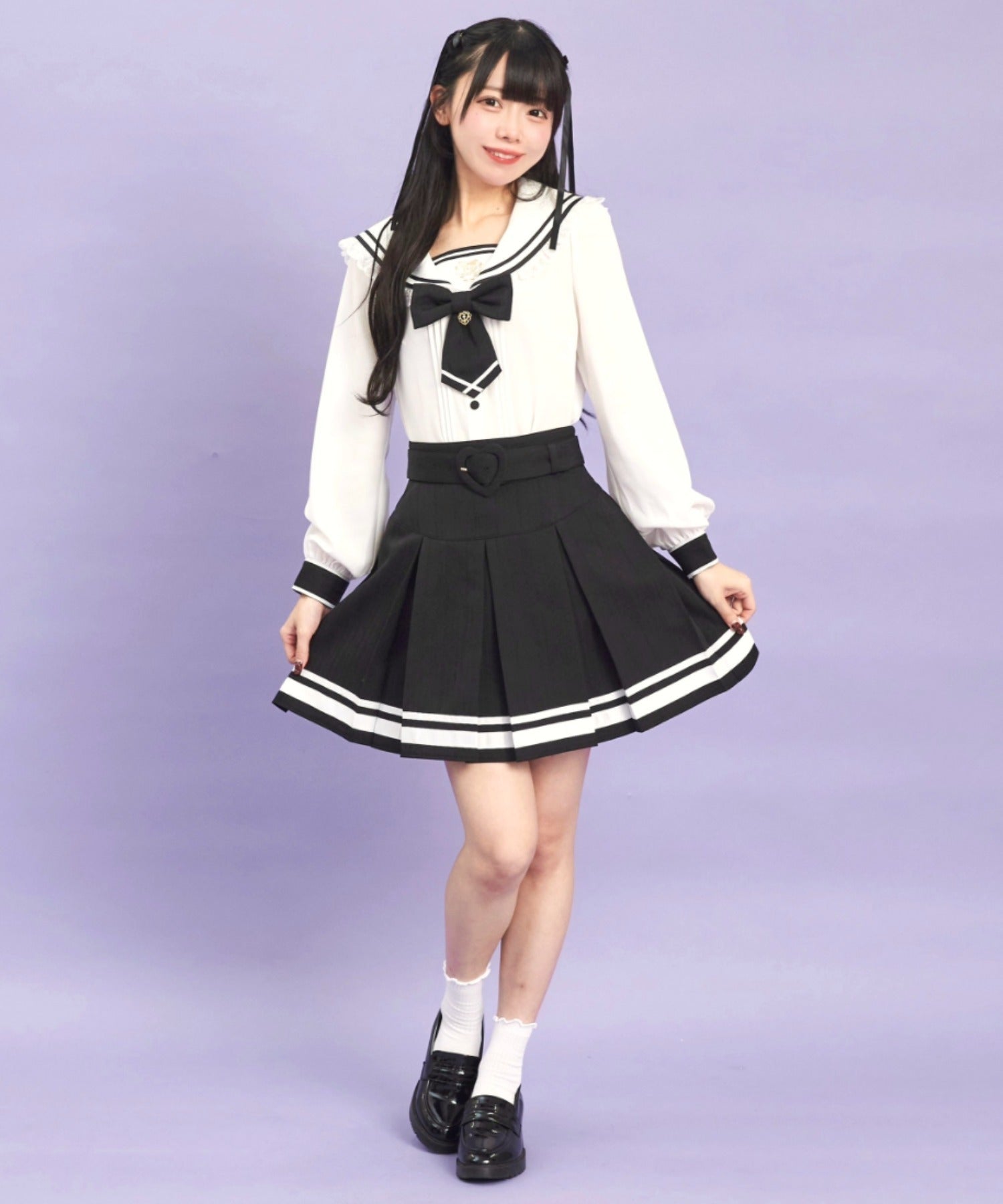シークレットハニー Secret Honey リボン付セーラーカラーブラウス （クロ） クロ