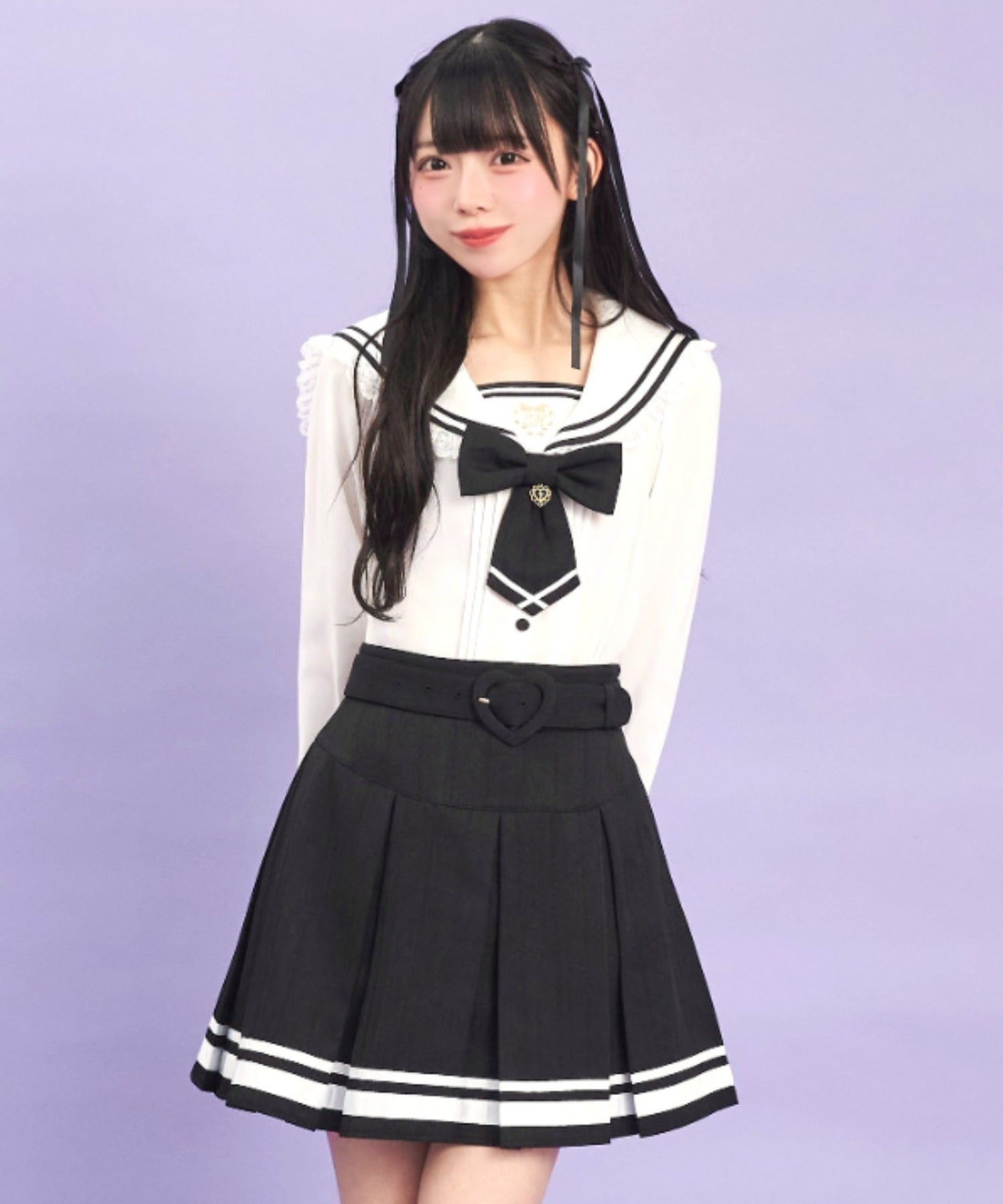 シークレットハニー Secret Honey リボン付セーラーカラーブラウス （クロ） クロ