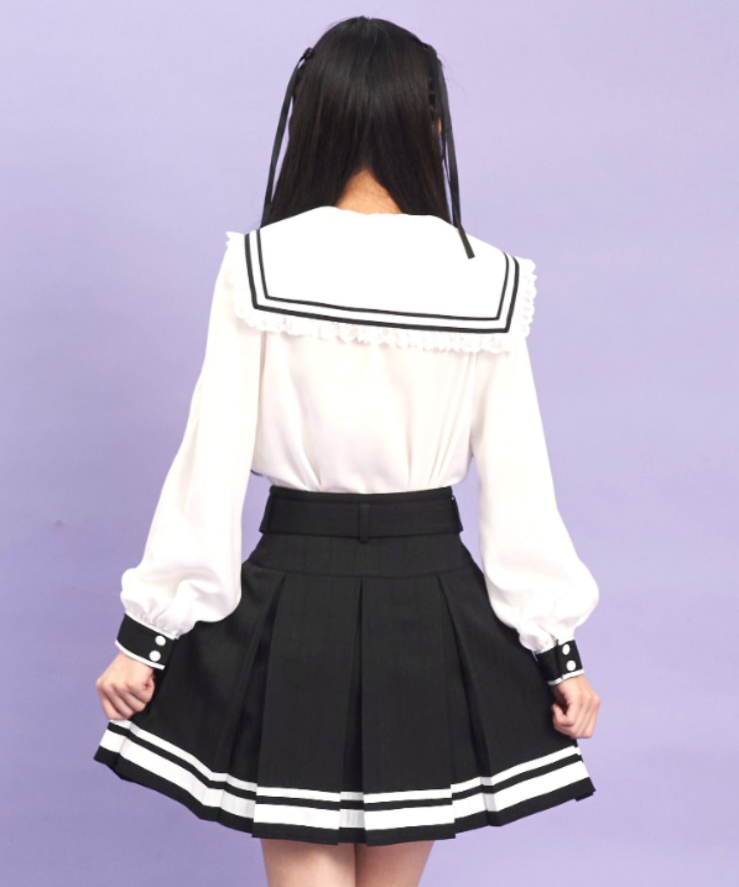 シークレットハニー Secret Honey リボン付セーラーカラーブラウス （クロ） クロ