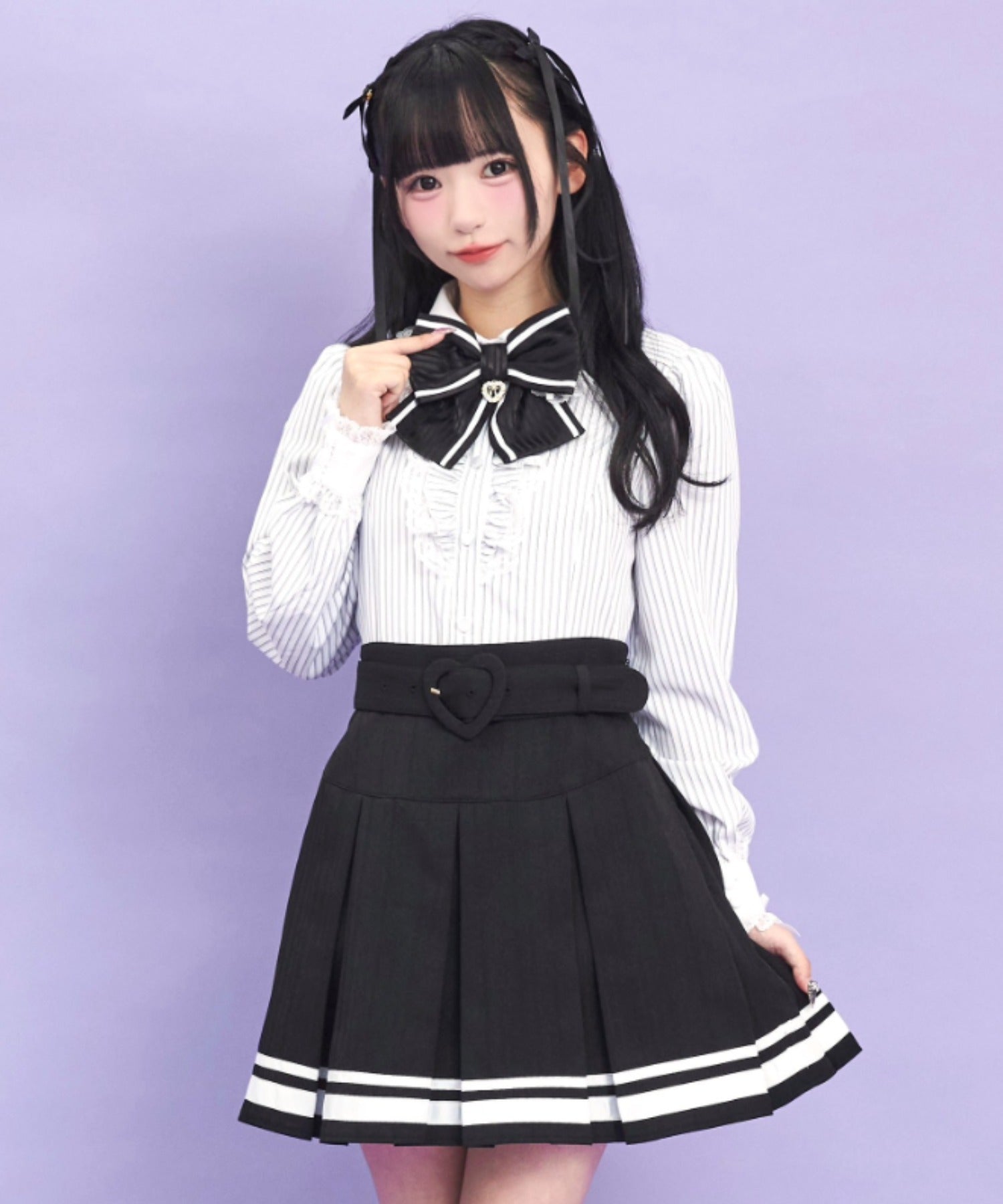 シークレットハニー Secret Honey ベルト付ボックスプリーツスカート （クロ） クロ