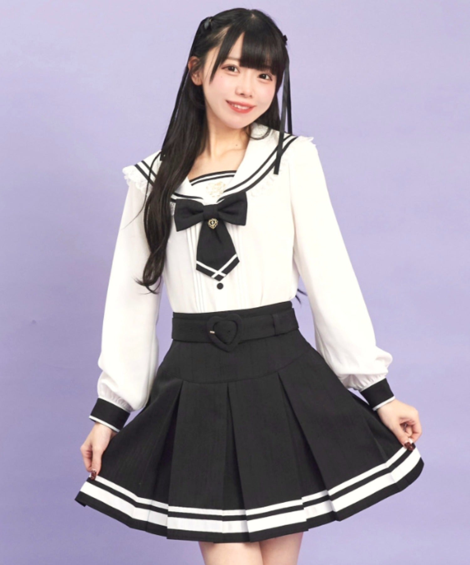 シークレットハニー Secret Honey ベルト付ボックスプリーツスカート （クロ） クロ