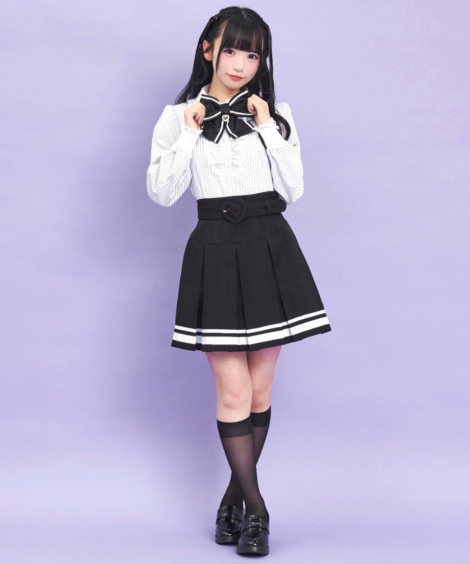 シークレットハニー Secret Honey ベルト付ボックスプリーツスカート （クロ） クロ