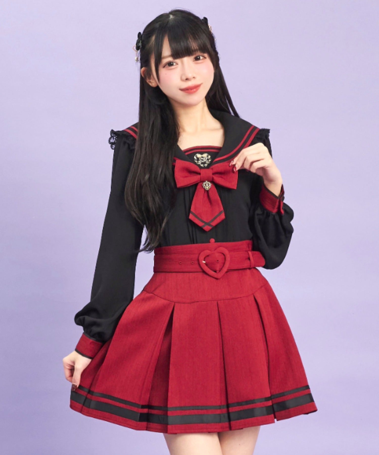 シークレットハニー Secret Honey ベルト付ボックスプリーツスカート （ワイン） ワイン
