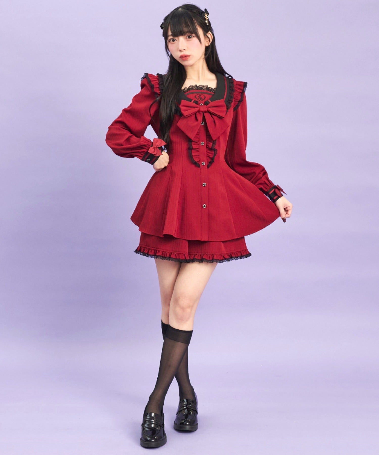 シークレットハニー Secret Honey Uネックカラーセットアップ （ワイン） ワイン