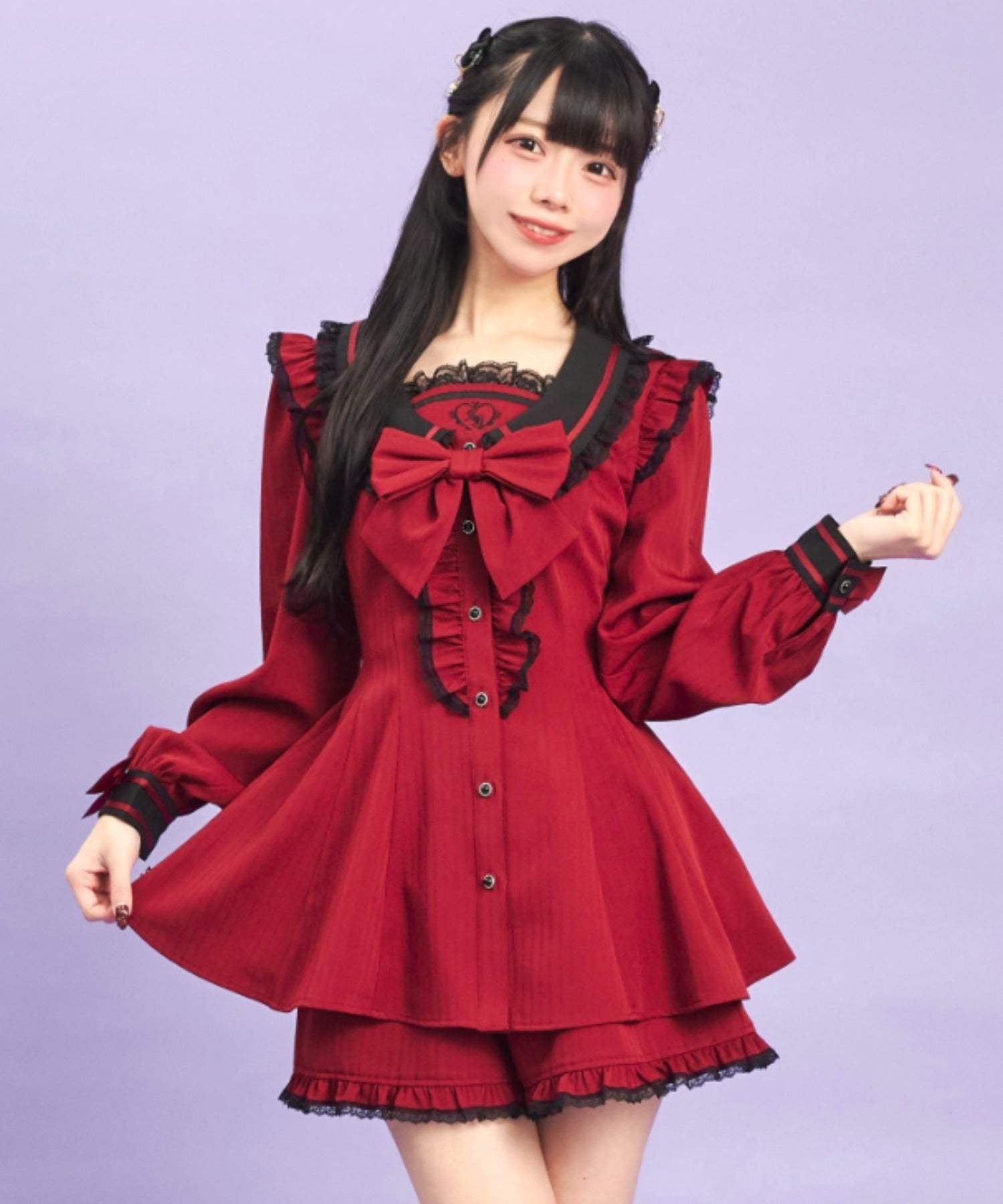 シークレットハニー Secret Honey Uネックカラーセットアップ （ワイン） ワイン