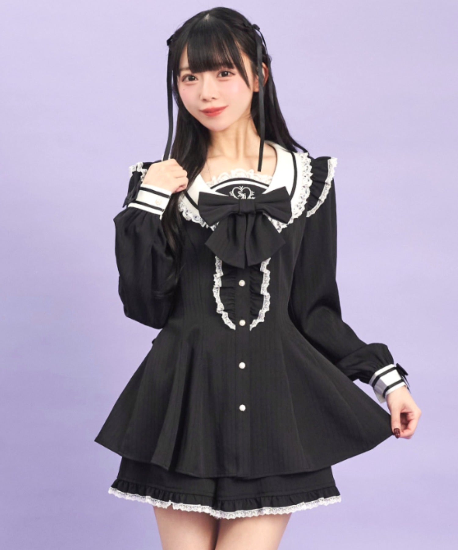 シークレットハニー Secret Honey Uネックカラーセットアップ （クロ） クロ