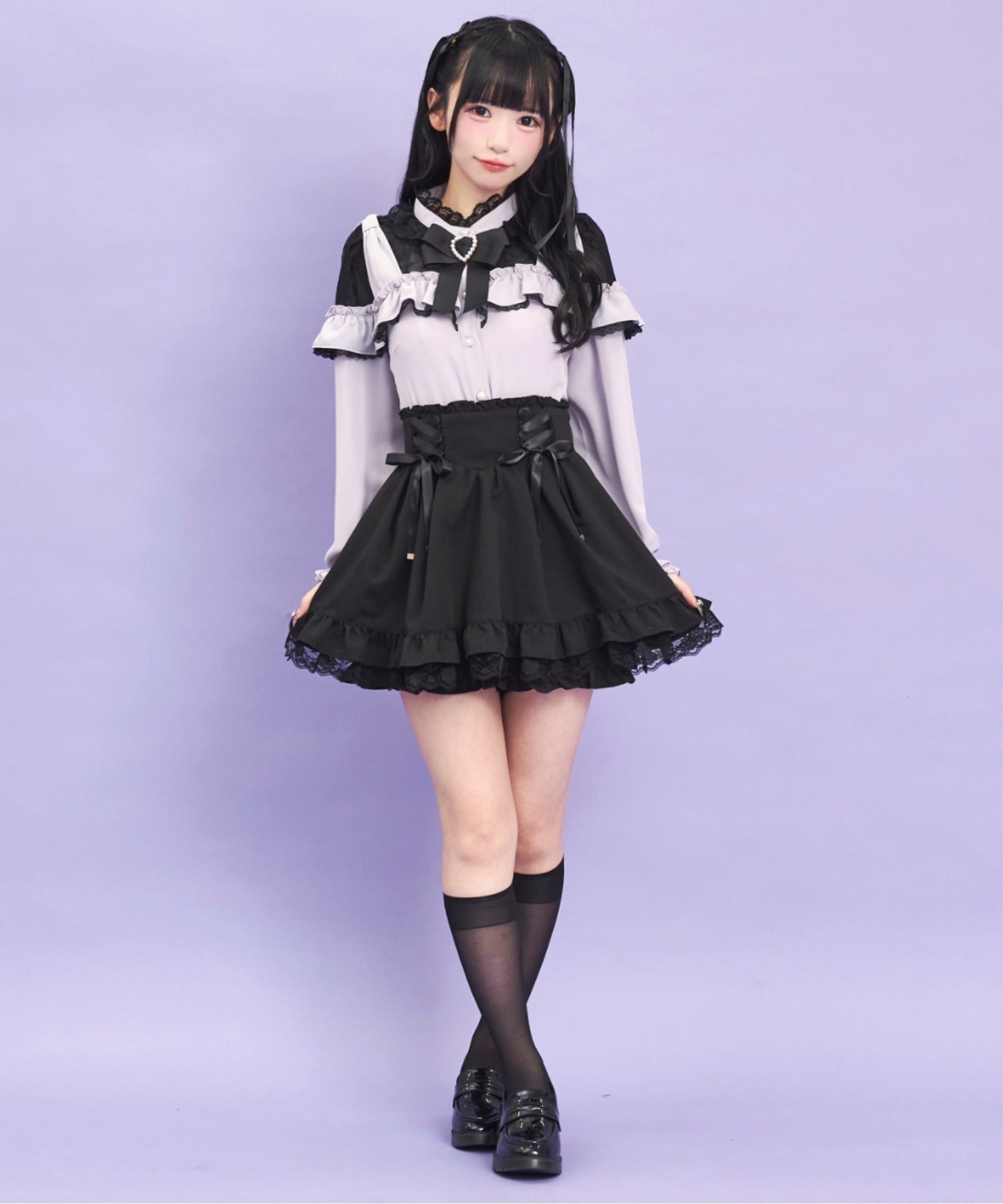 シークレットハニー Secret Honey ショルダーリボンブラウス （グレー） グレー