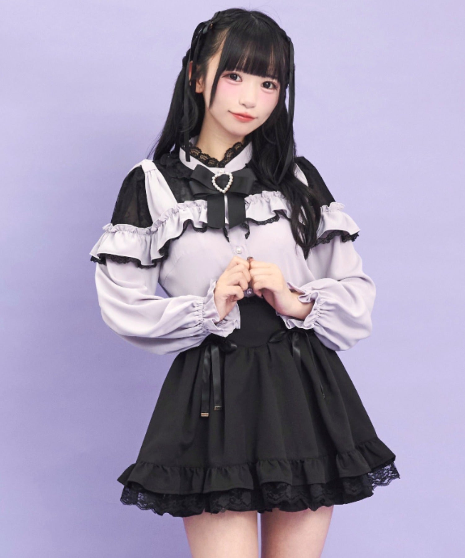 シークレットハニー Secret Honey ショルダーリボンブラウス （グレー） グレー