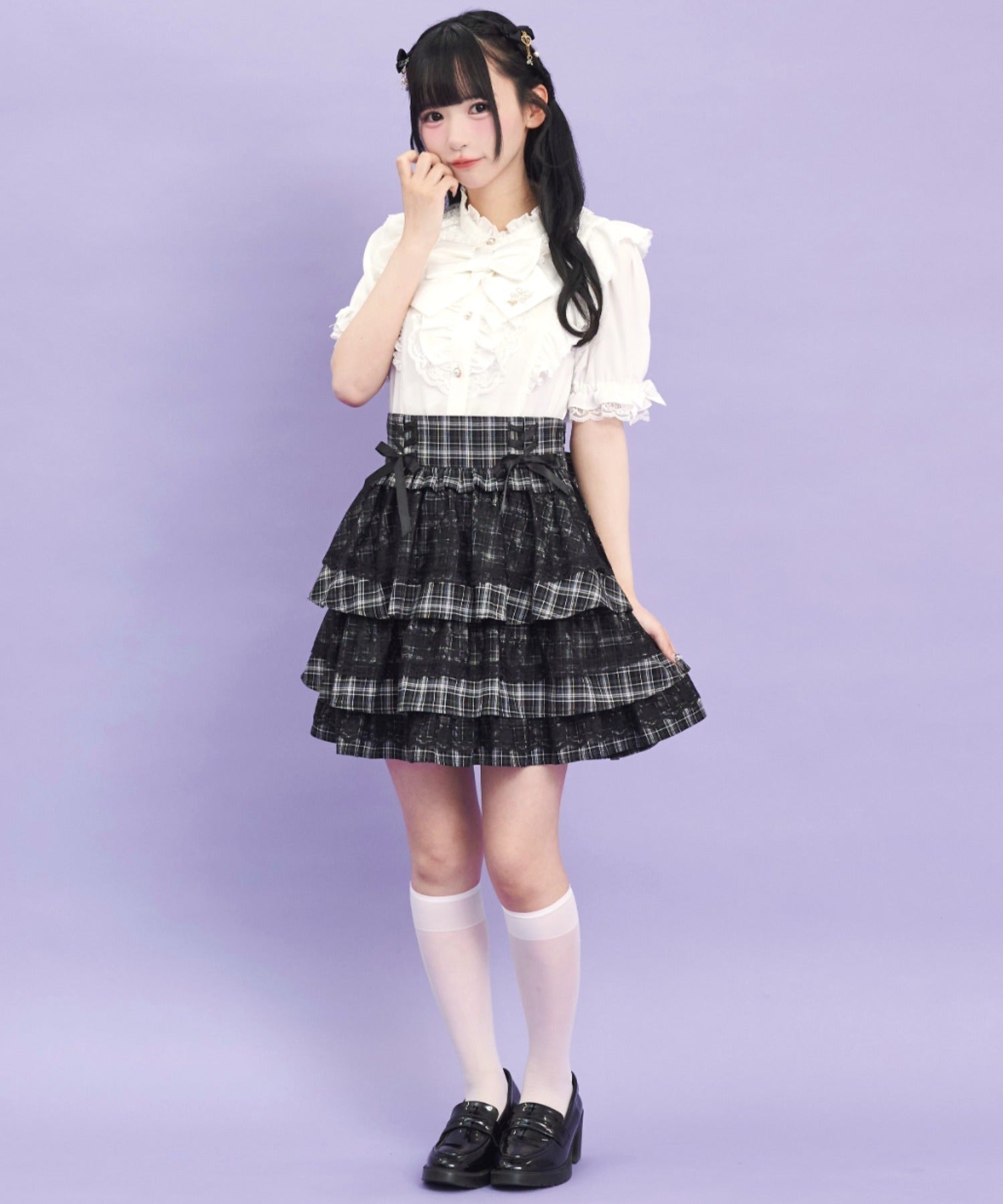 シークレットハニー Secret Honey レースティアードスカート （チェッククロ） チェッククロ