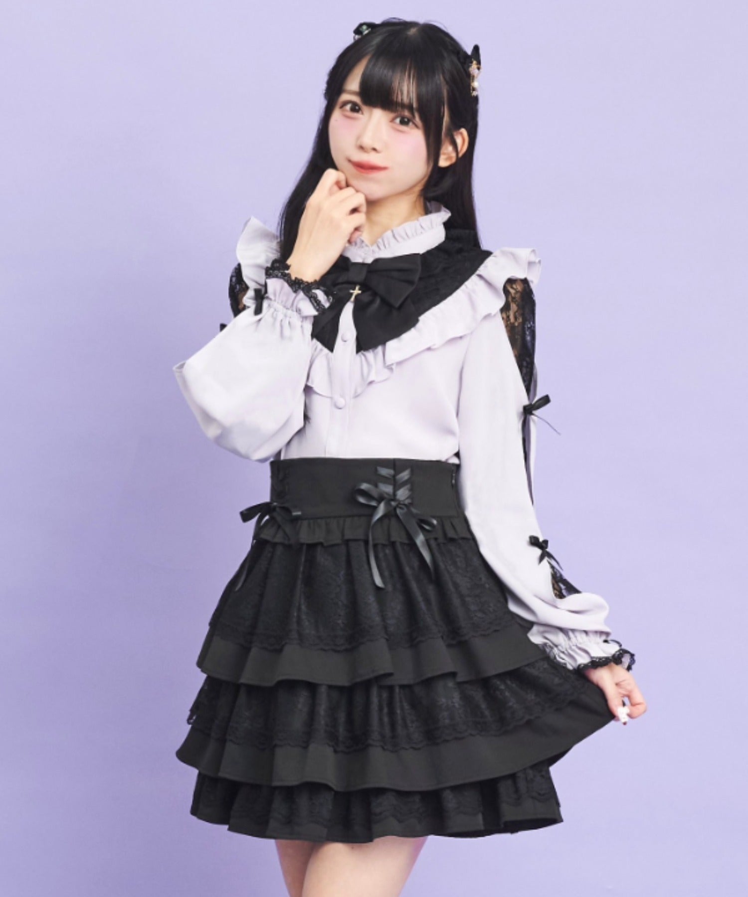 シークレットハニー Secret Honey レースティアードスカート （クロ） クロ