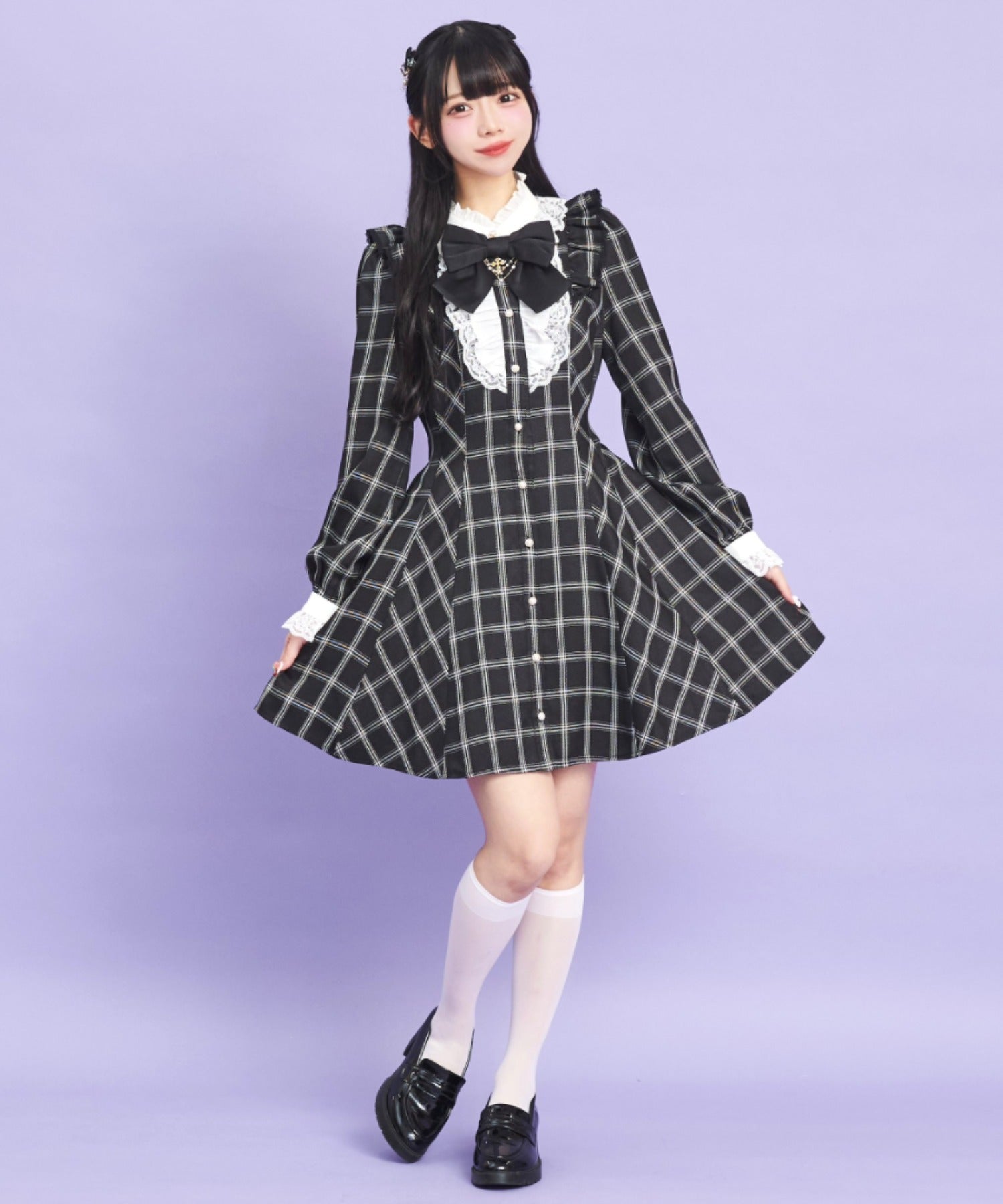 シークレットハニー Secret Honey アクセサリーリボンレースフリルワンピース （チェッククロ） チェッククロ