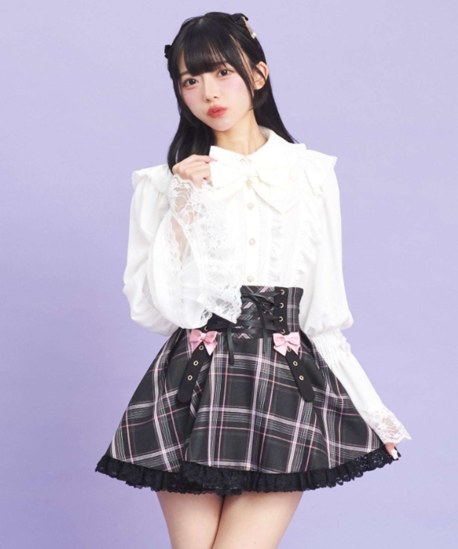 シークレットハニー Secret Honey リボンタブレースアップスカパン （ピンク） ピンク