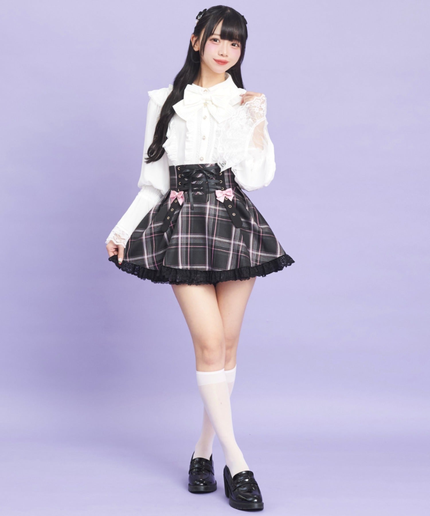 シークレットハニー Secret Honey リボンタブレースアップスカパン （ピンク） ピンク