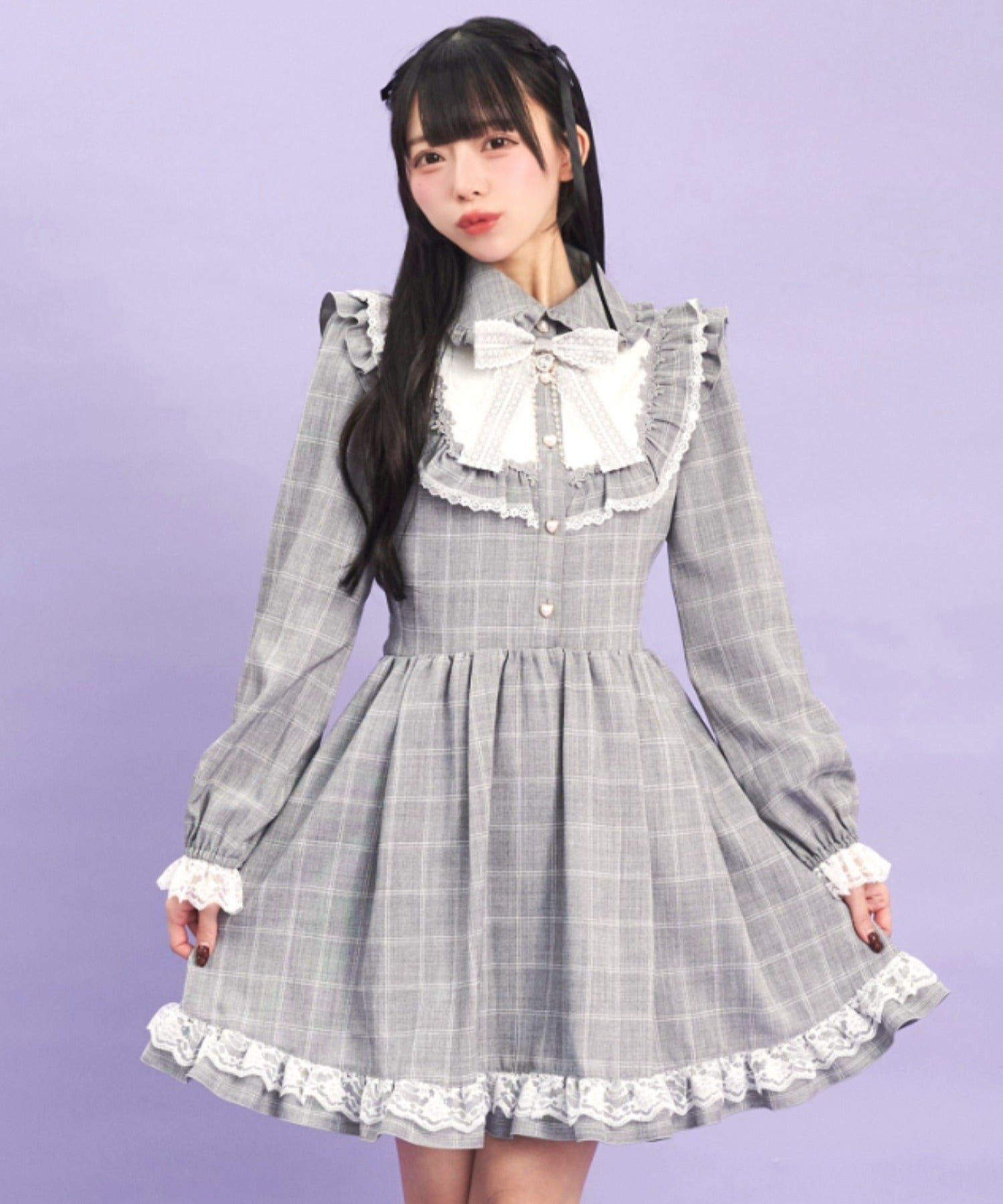 シークレットハニー Secret Honey バラレースフリルヨークワンピース （グレー） グレー