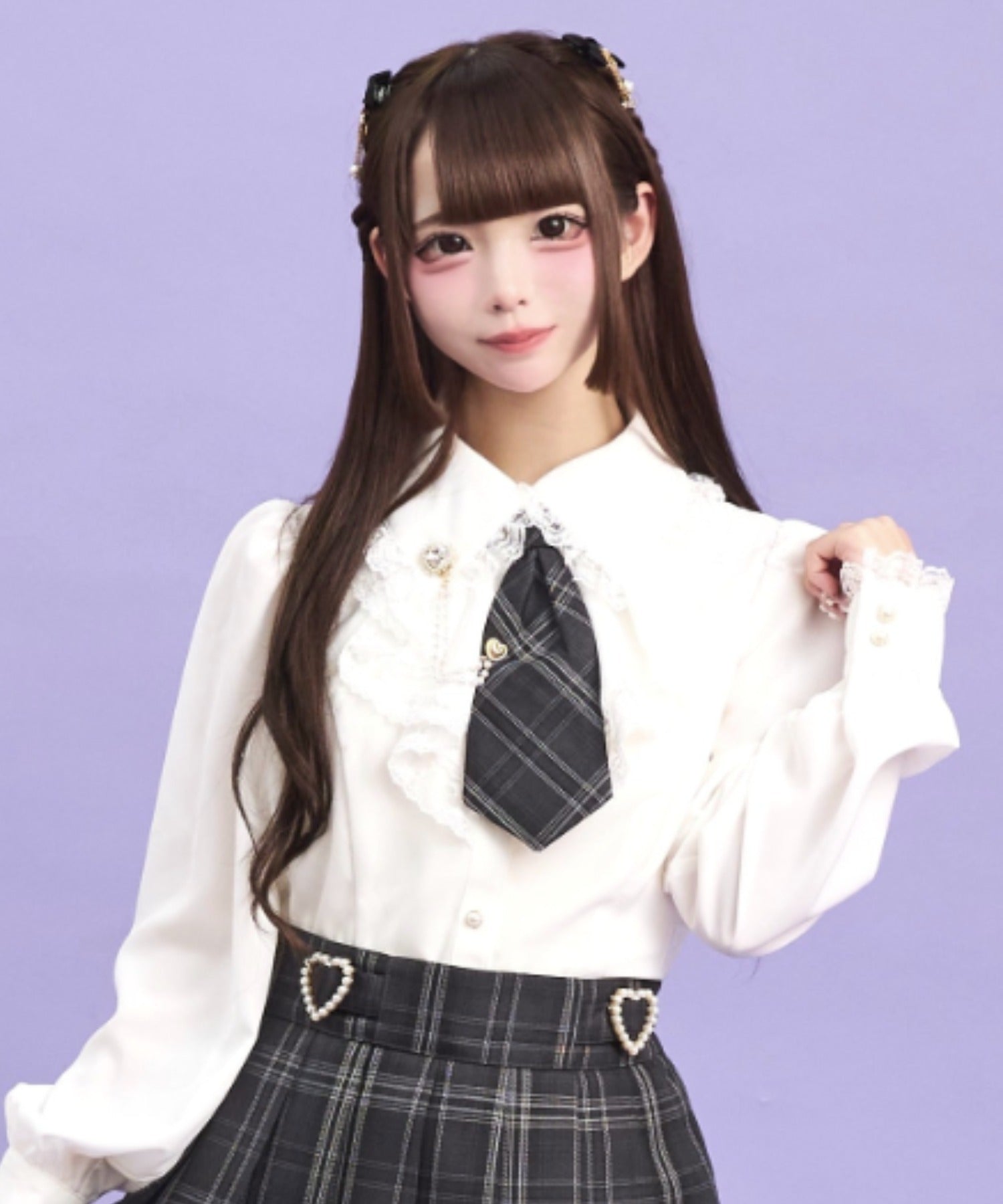 シークレットハニー Secret Honey カラーチェーン風ネクタイシャツ （ホワイト） ホワイト