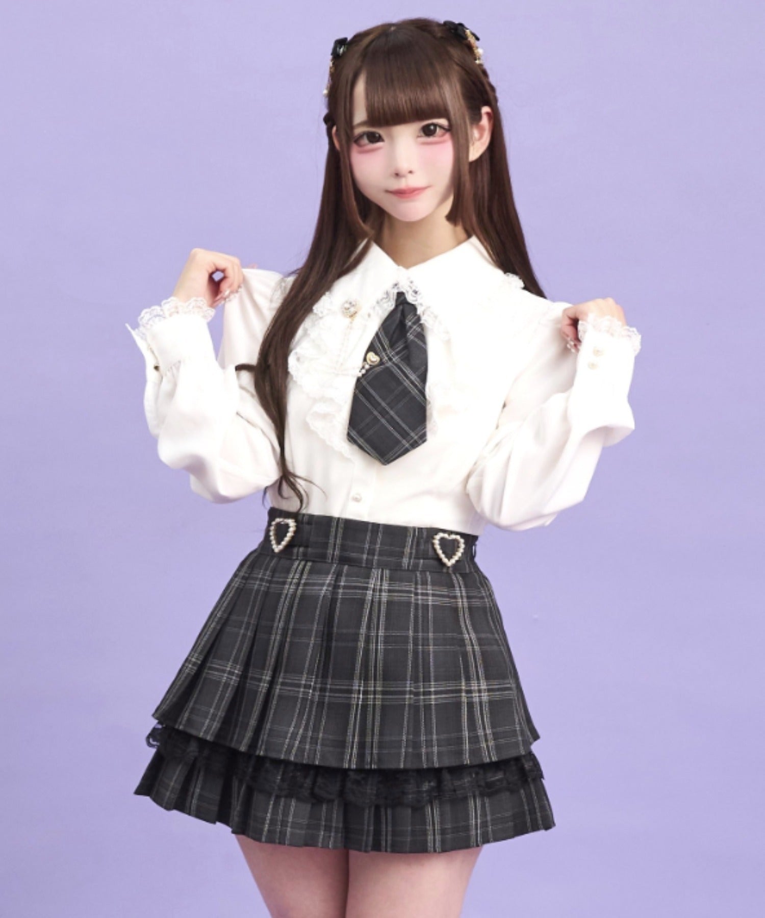 シークレットハニー Secret Honey カラーチェーン風ネクタイシャツ （ホワイト） ホワイト