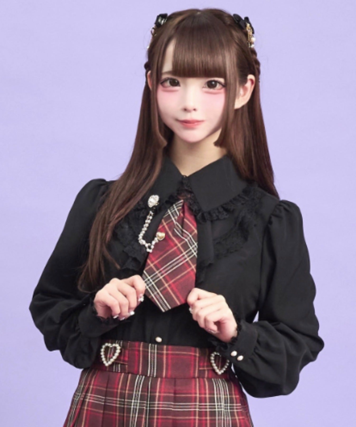 シークレットハニー Secret Honey カラーチェーン風ネクタイシャツ （クロ） クロ