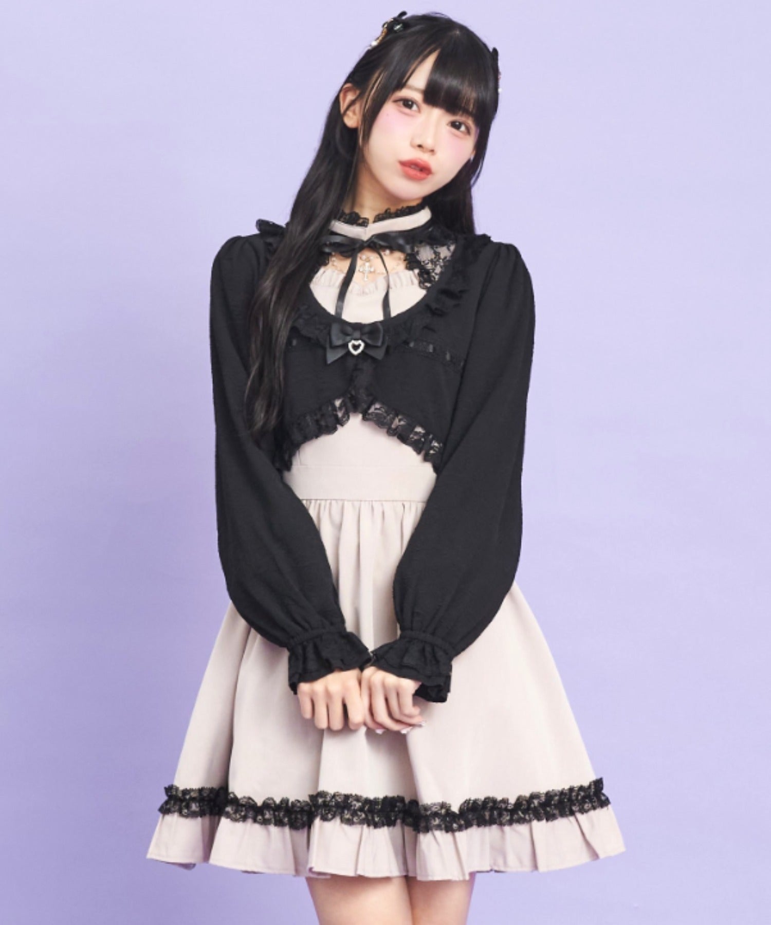 シークレットハニー Secret Honey ローズ柄ショートボレロ （クロ） クロ