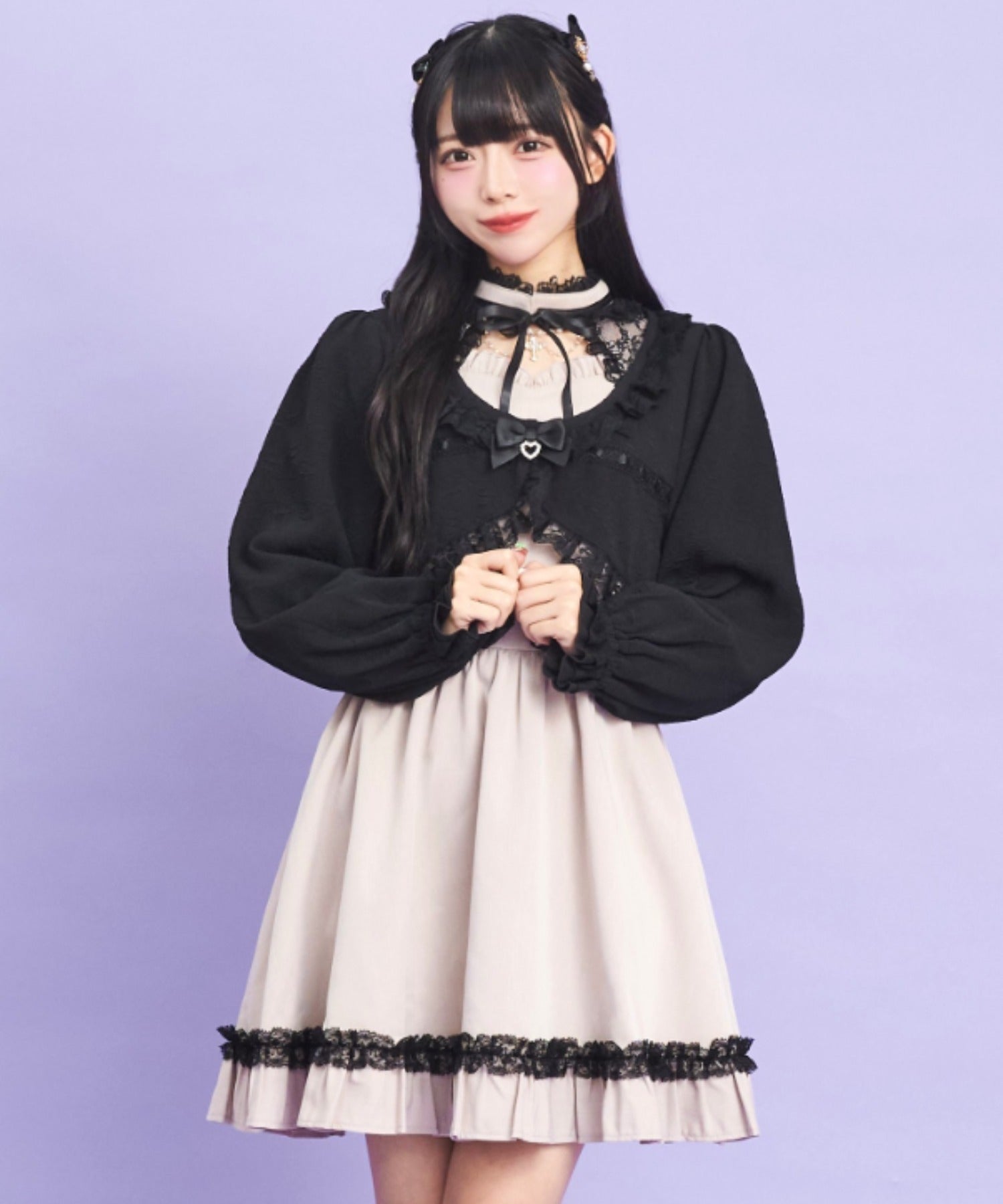 シークレットハニー Secret Honey ローズ柄ショートボレロ （クロ） クロ