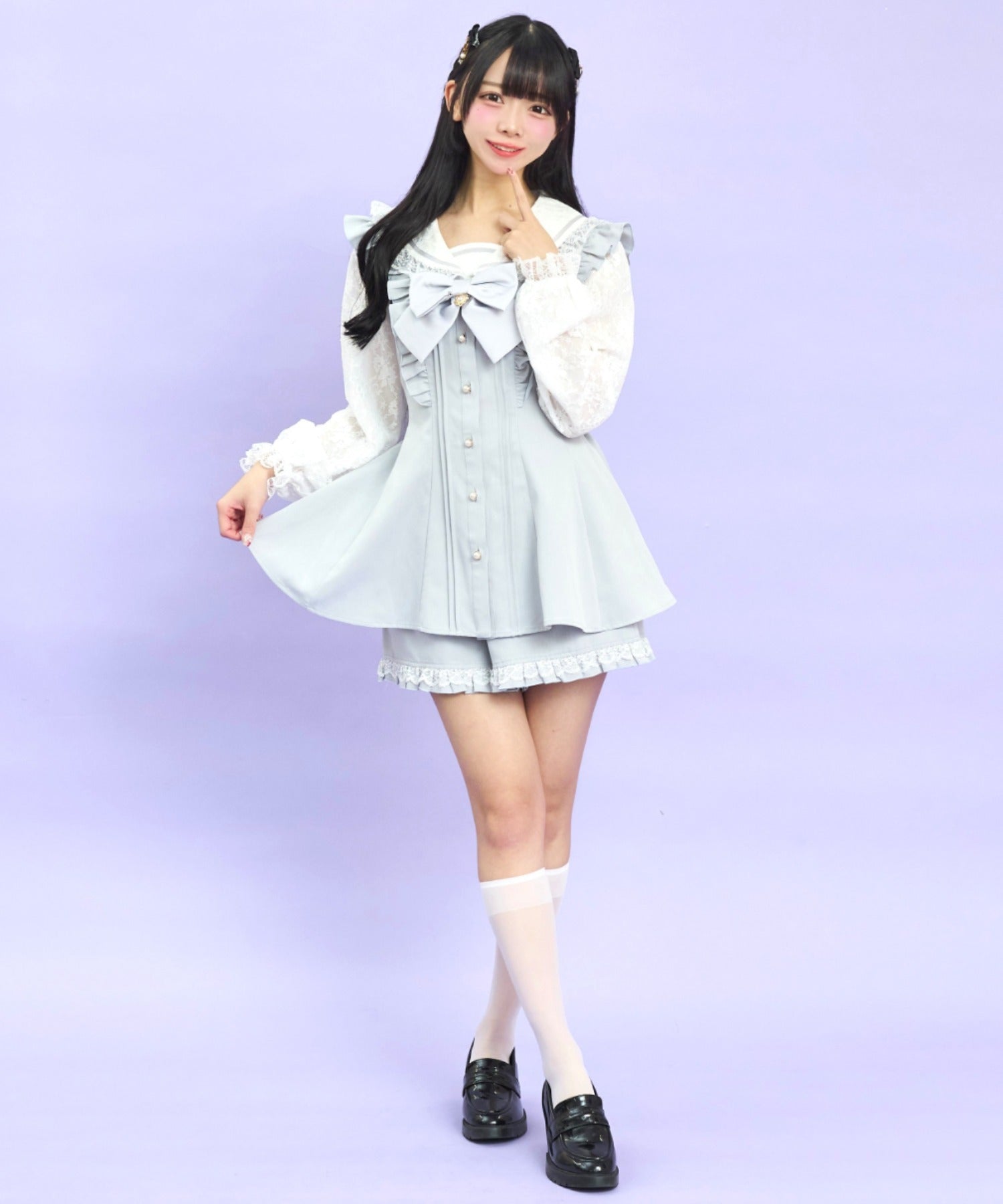 シークレットハニー Secret Honey レースセーラー襟セットアップ （グレー） グレー