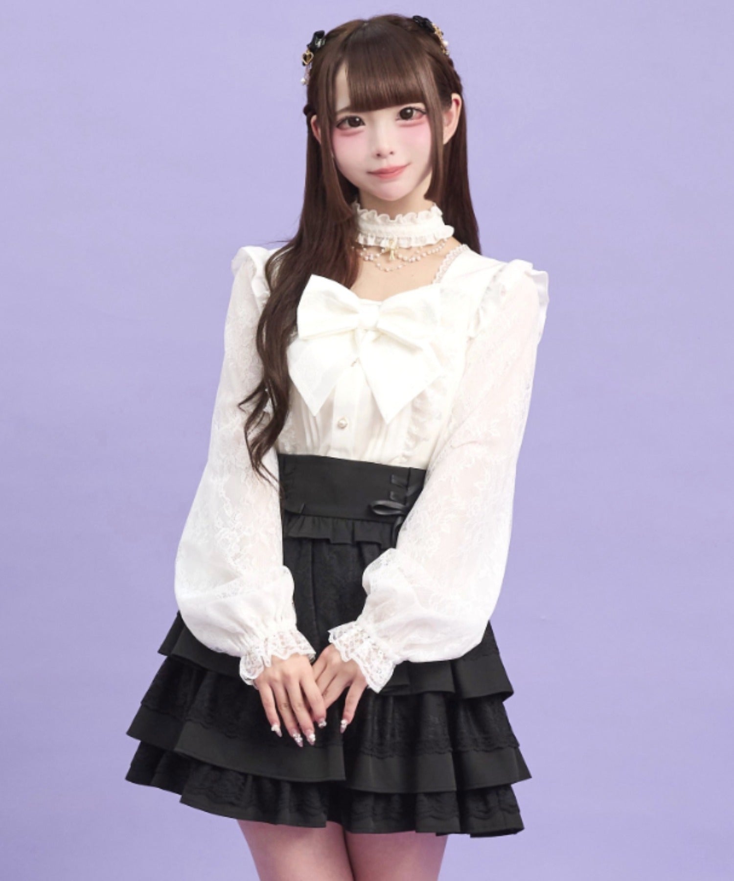 シークレットハニー Secret Honey アクセサリーチョーカー付ブラウス （ホワイト） ホワイト