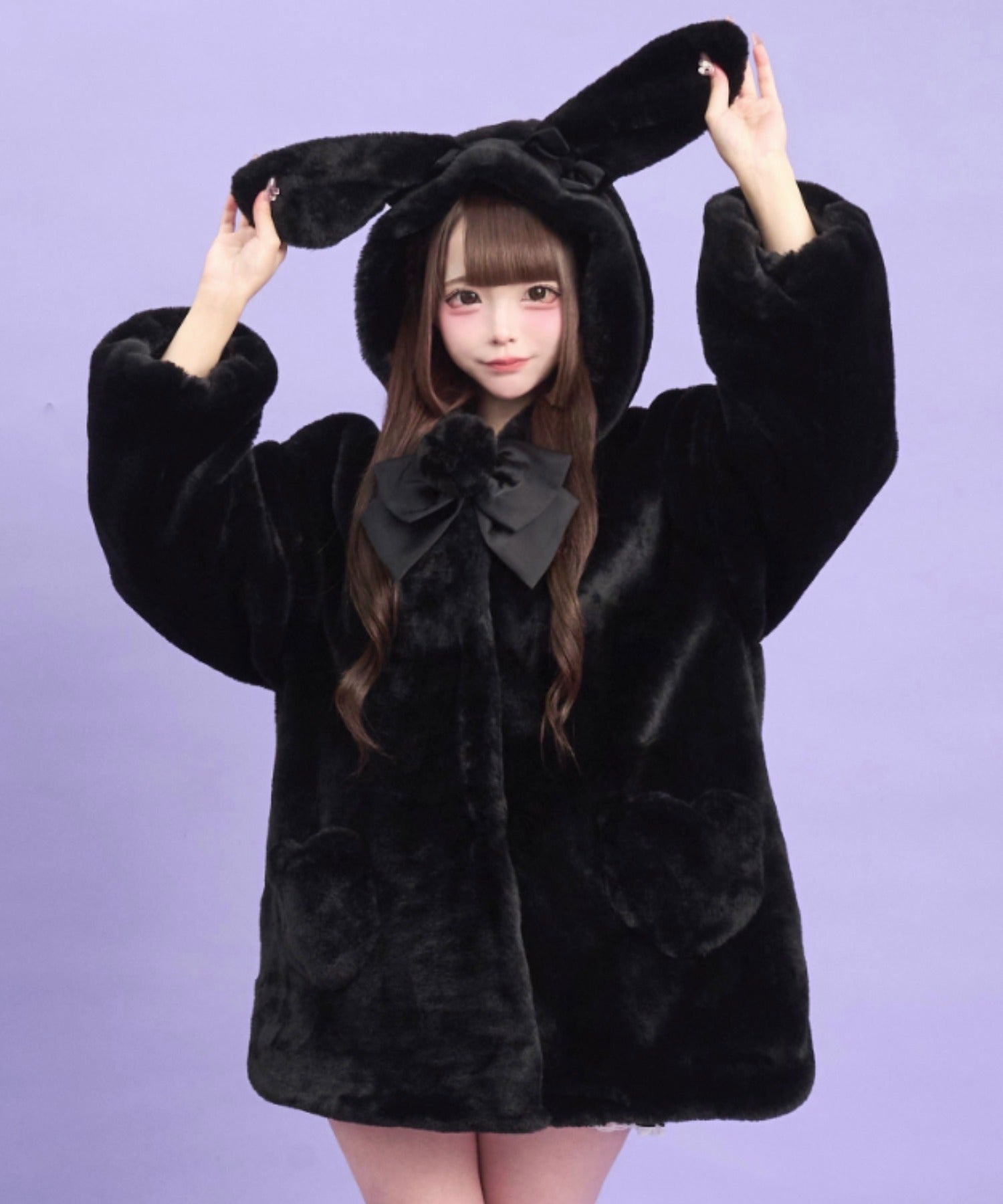 シークレットハニー Secret Honey うさ耳ファーコート （クロ） クロ