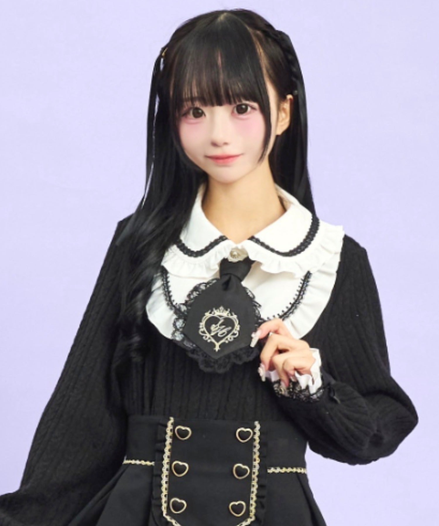 シークレットハニー Secret Honey ネクタイ付ヨークドッキングトップス （クロ） クロ