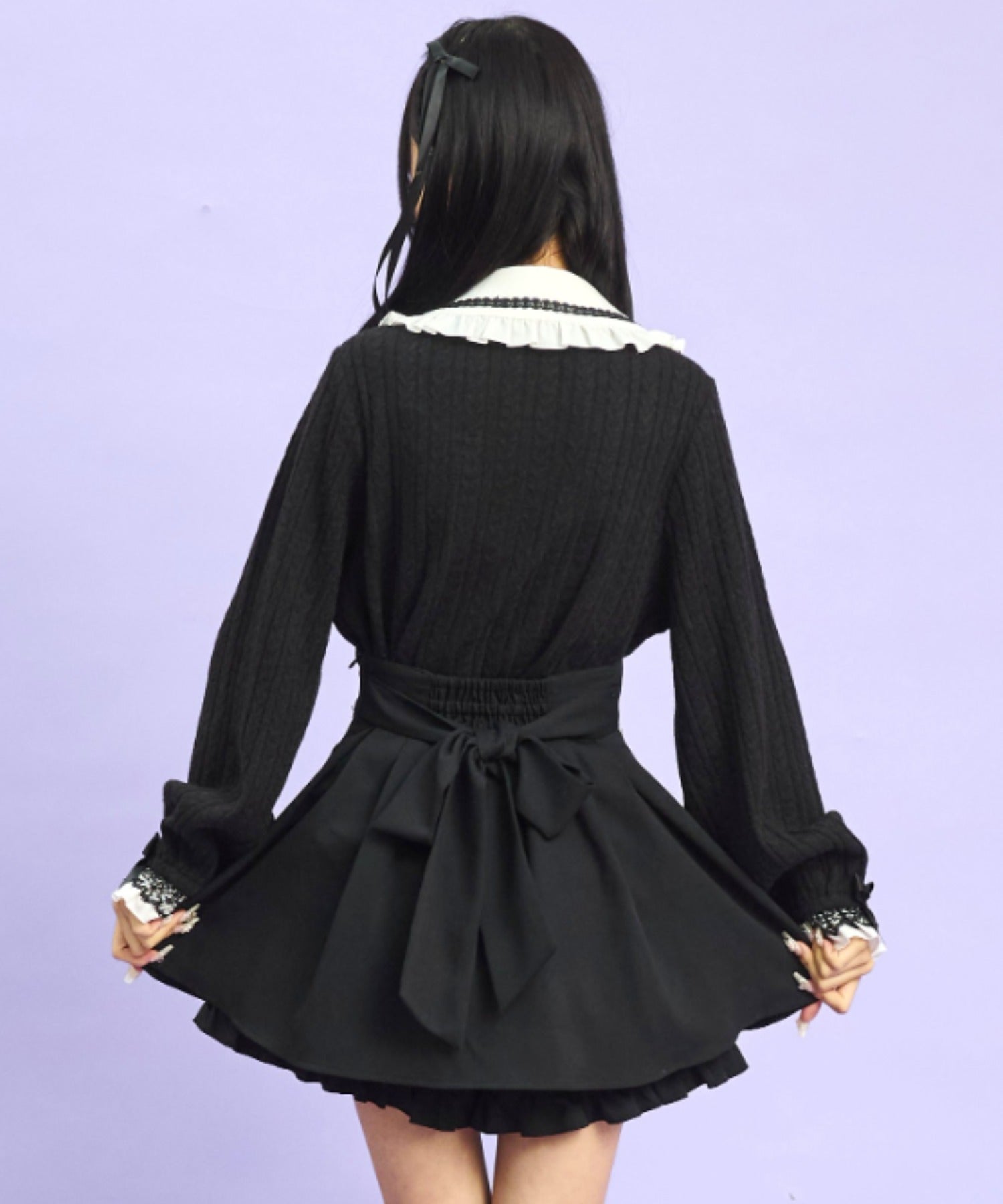 シークレットハニー Secret Honey ネクタイ付ヨークドッキングトップス （クロ） クロ