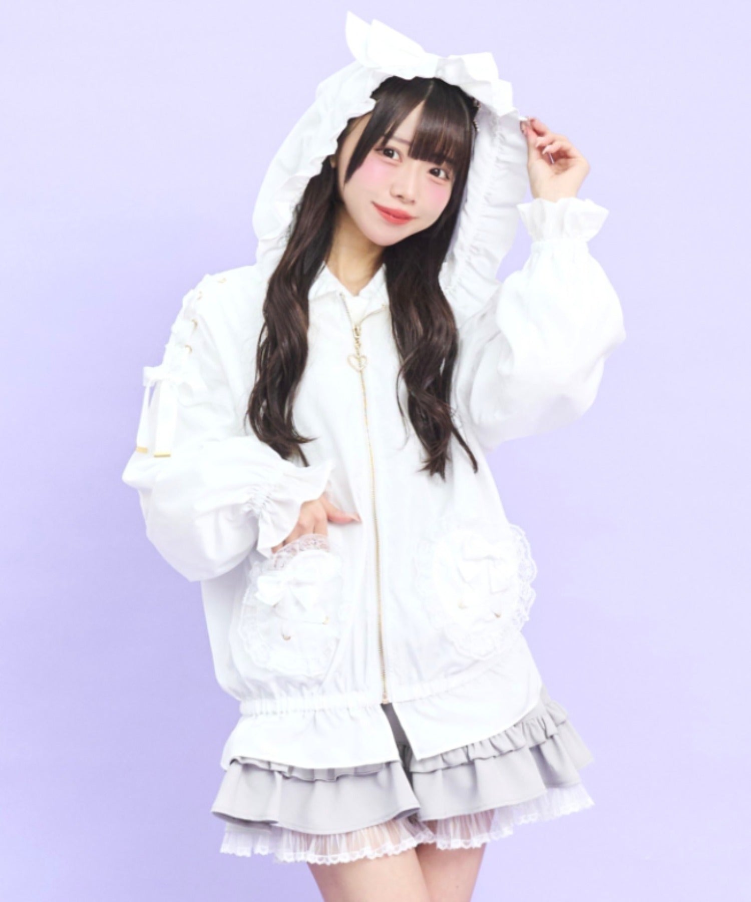 シークレットハニー Secret Honey リボンフードブルゾン （ホワイト） ホワイト