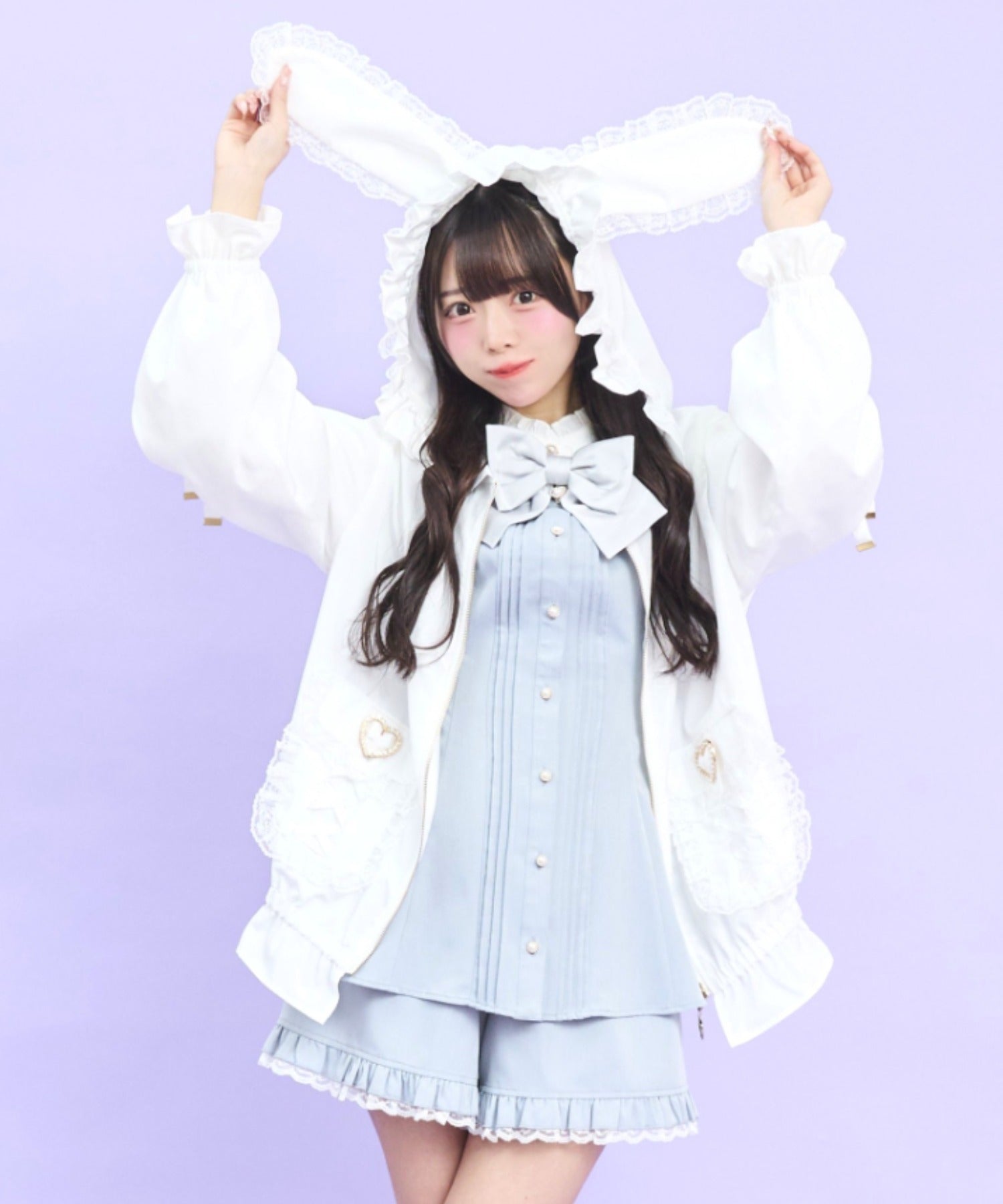 シークレットハニー Secret Honey うさ耳ハートバックルポケットブルゾン （ホワイト） ホワイト