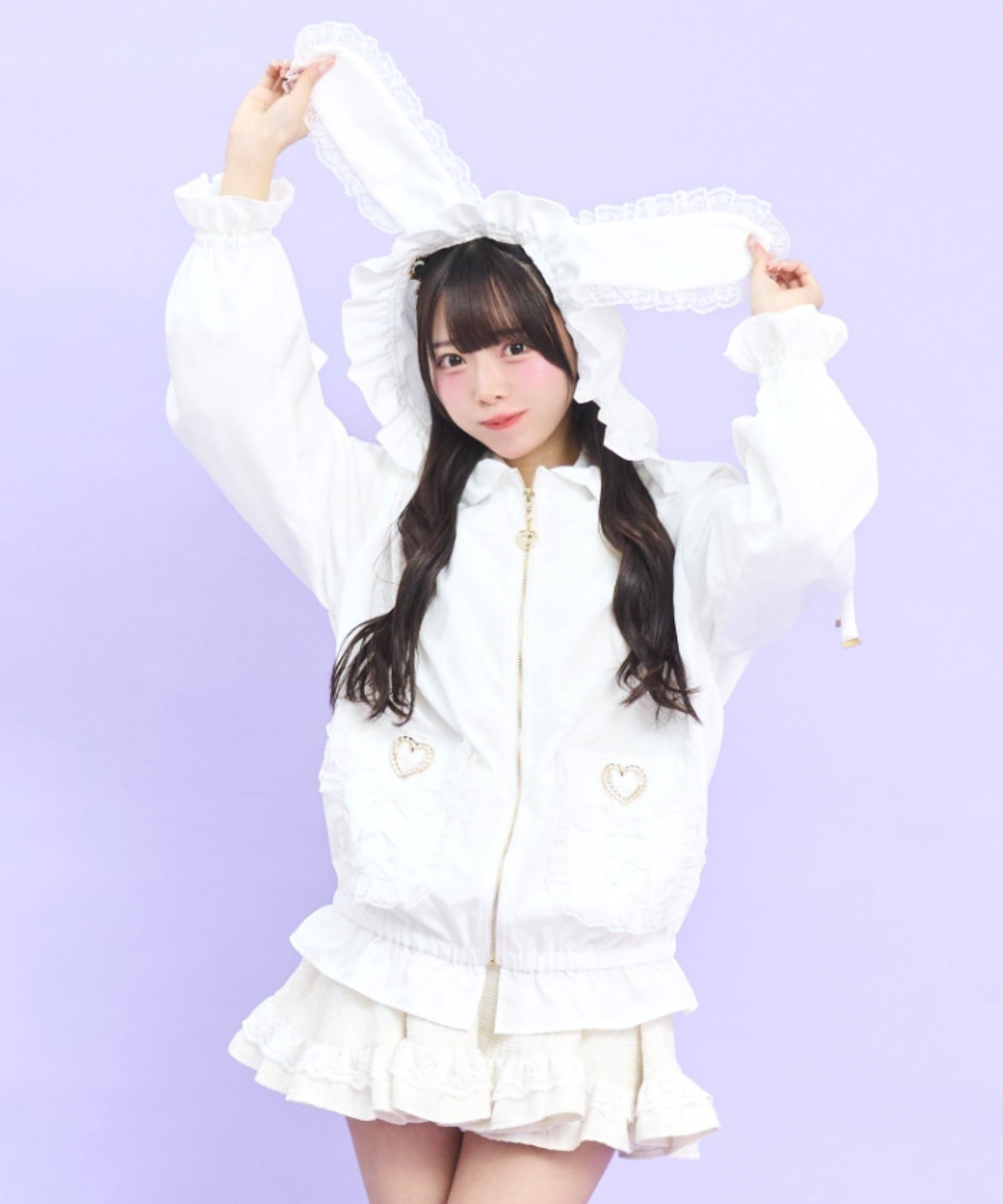 シークレットハニー Secret Honey うさ耳ハートバックルポケットブルゾン （ホワイト） ホワイト