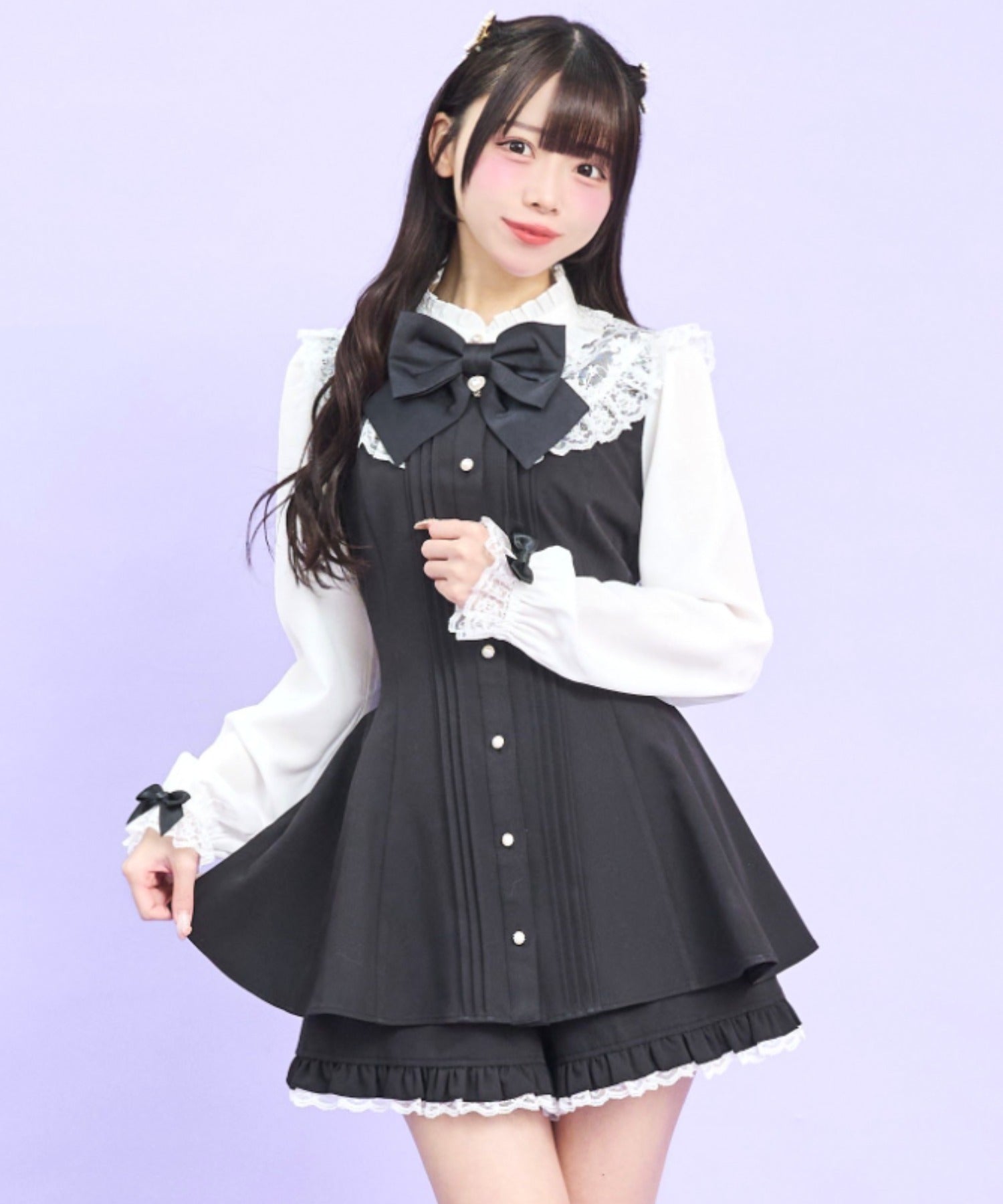 シークレットハニー Secret Honey レースセーラー付きスタンドカラーセットアップ （クロ） クロ