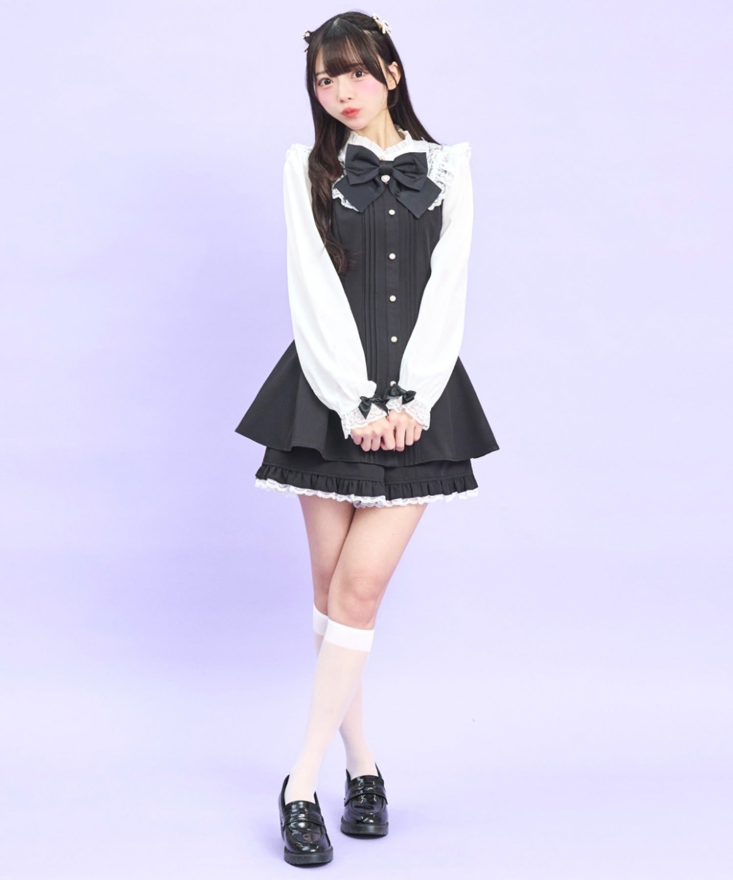 シークレットハニー Secret Honey レースセーラー付きスタンドカラーセットアップ （クロ） クロ