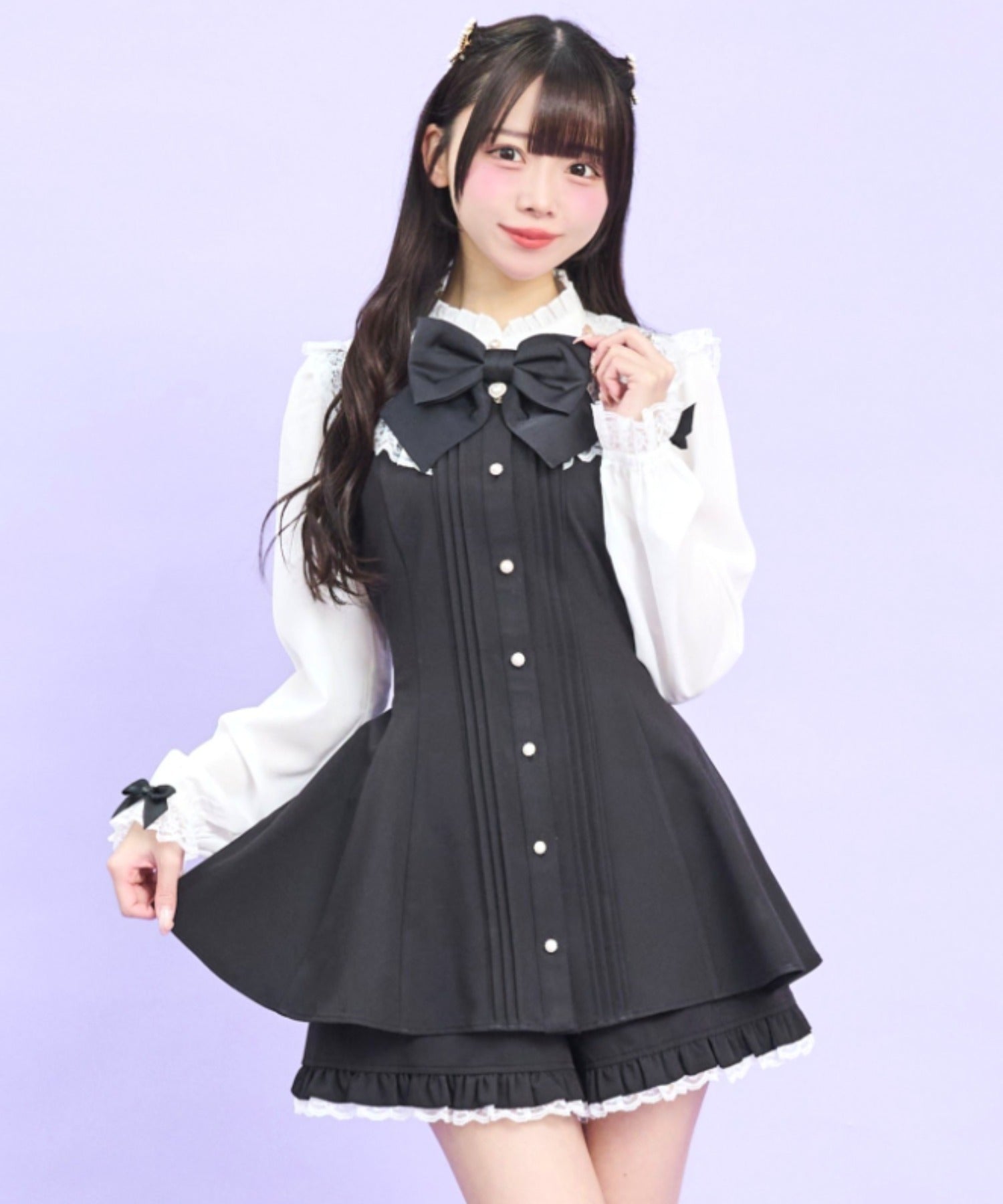 シークレットハニー Secret Honey レースセーラー付きスタンドカラーセットアップ （クロ） クロ