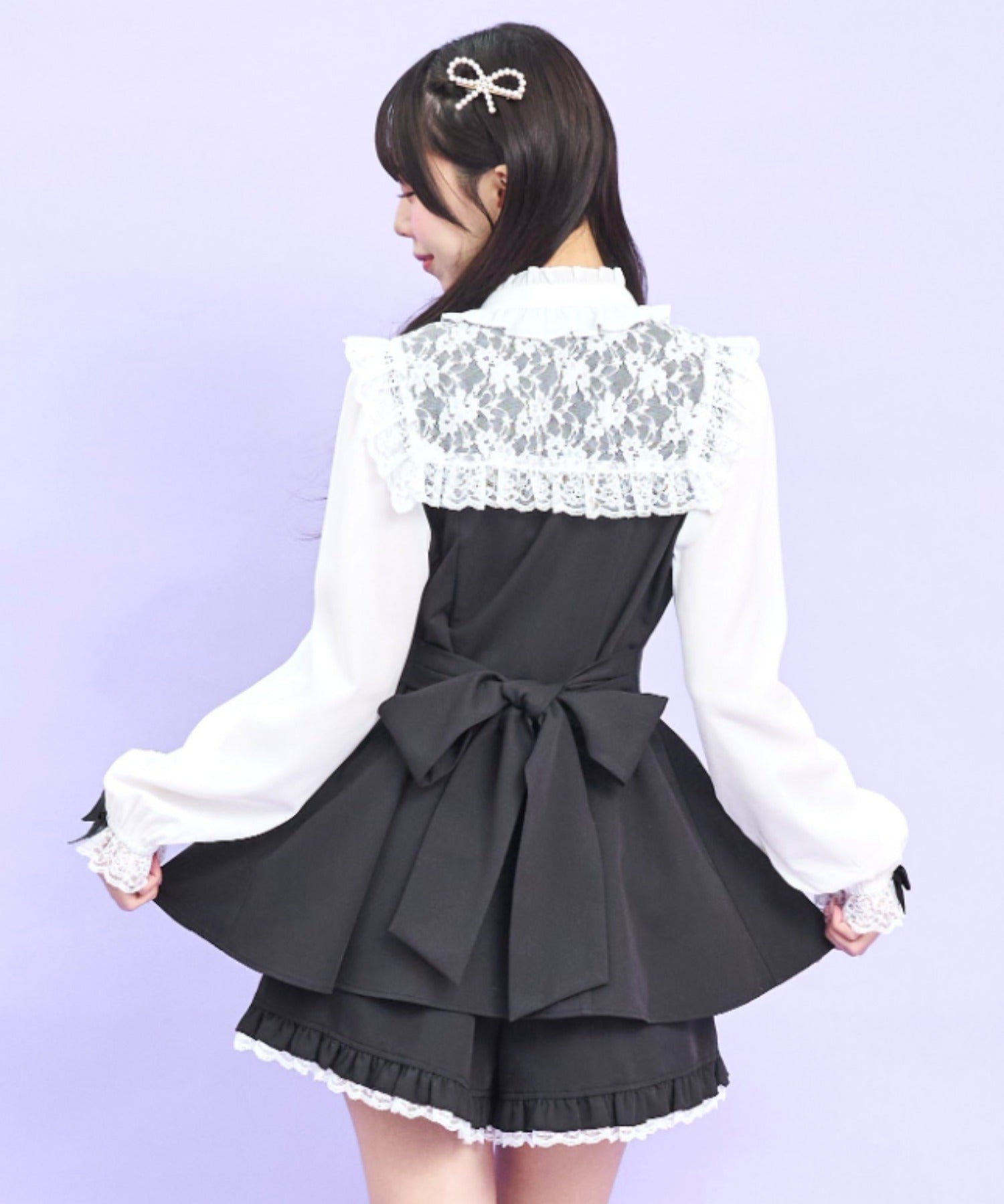 シークレットハニー Secret Honey レースセーラー付きスタンドカラーセットアップ （クロ） クロ