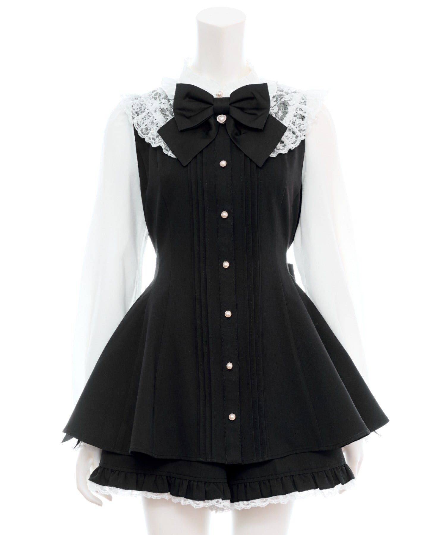 シークレットハニー Secret Honey レースセーラー付きスタンドカラーセットアップ （クロ） クロ