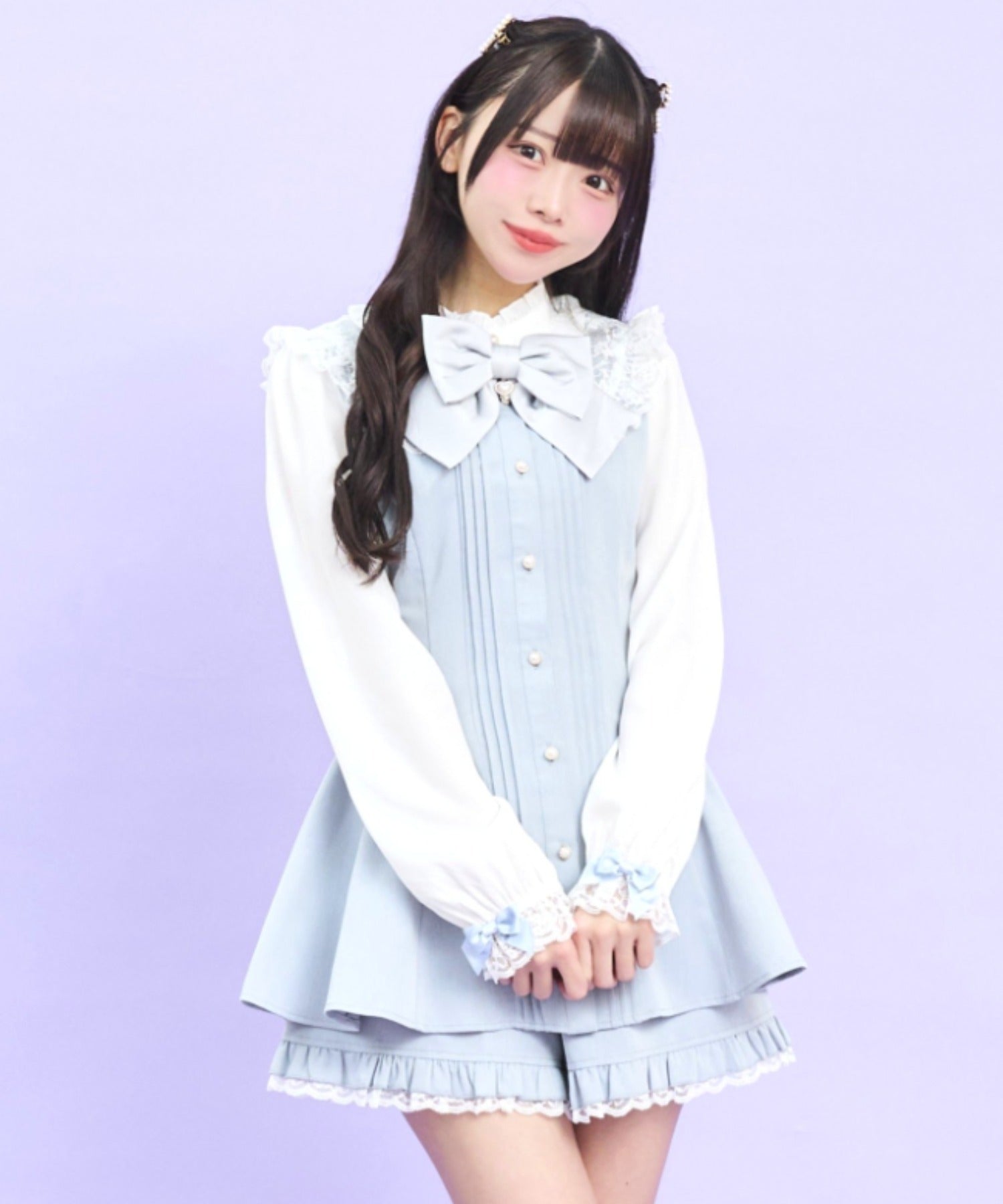 シークレットハニー Secret Honey レースセーラー付きスタンドカラーセットアップ （ウスブルー） ウスブルー