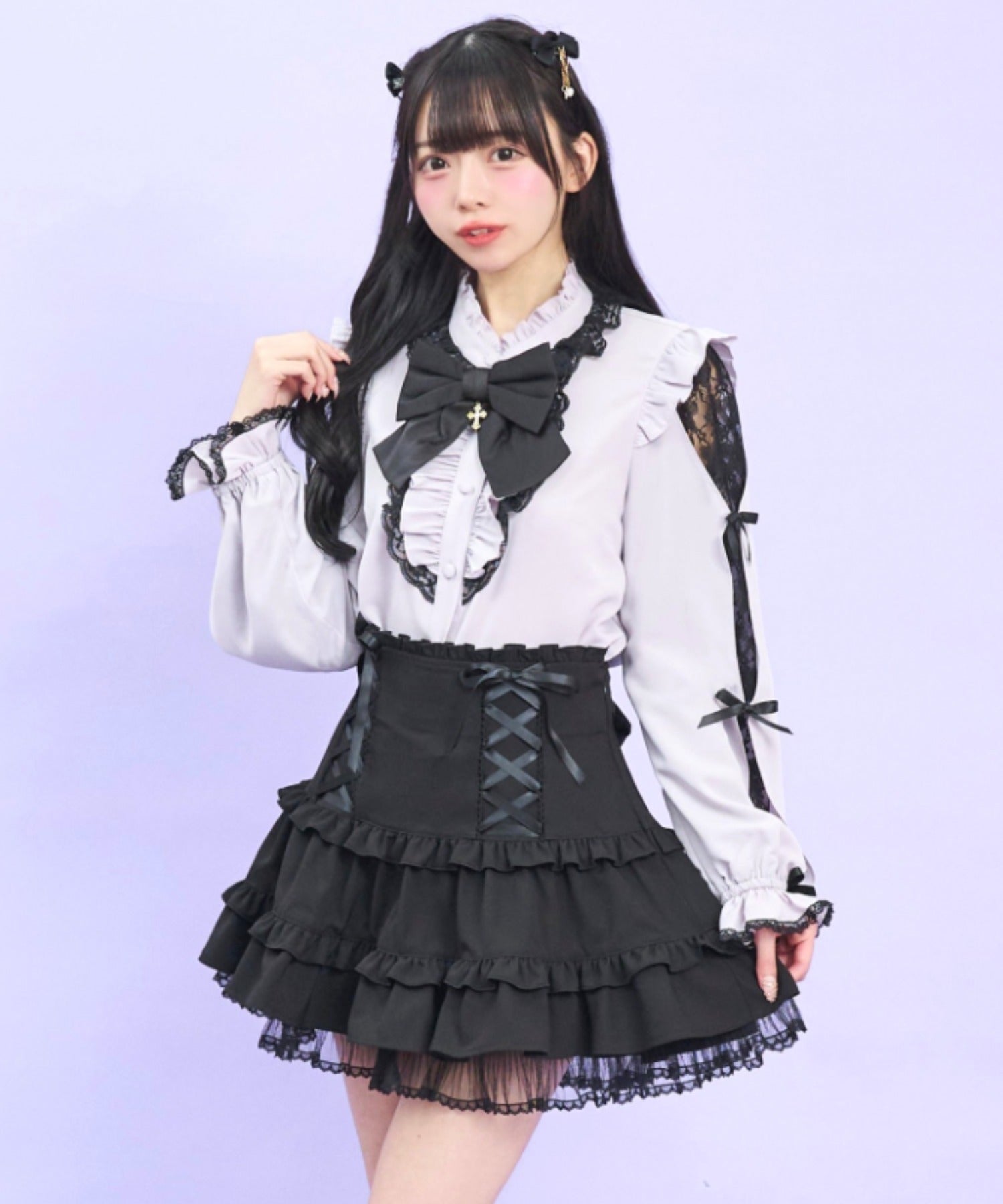 シークレットハニー Secret Honey レースアップティアードスカパン （クロ） クロ