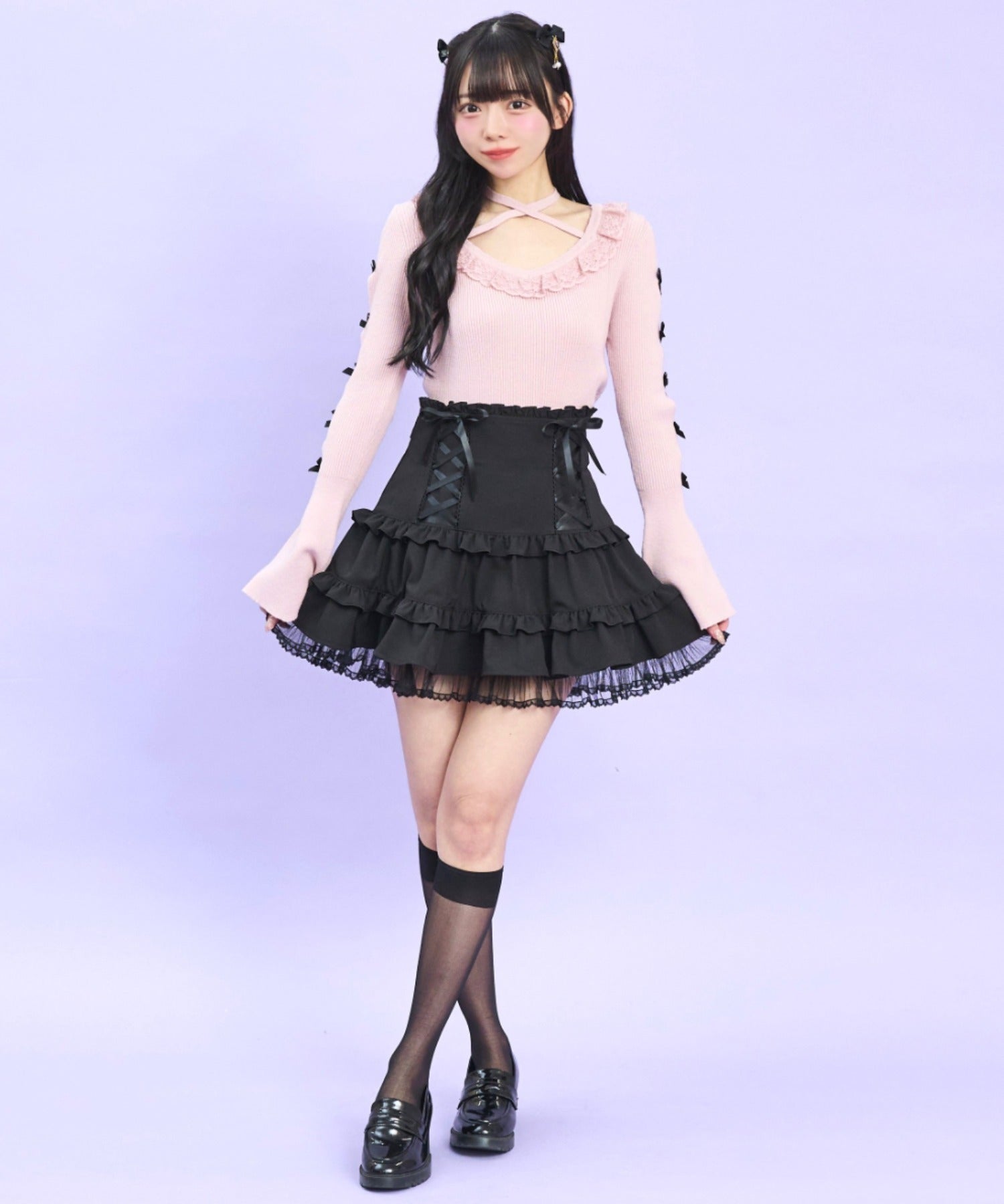 シークレットハニー Secret Honey 袖スリットニットトップス （ピンク） ピンク