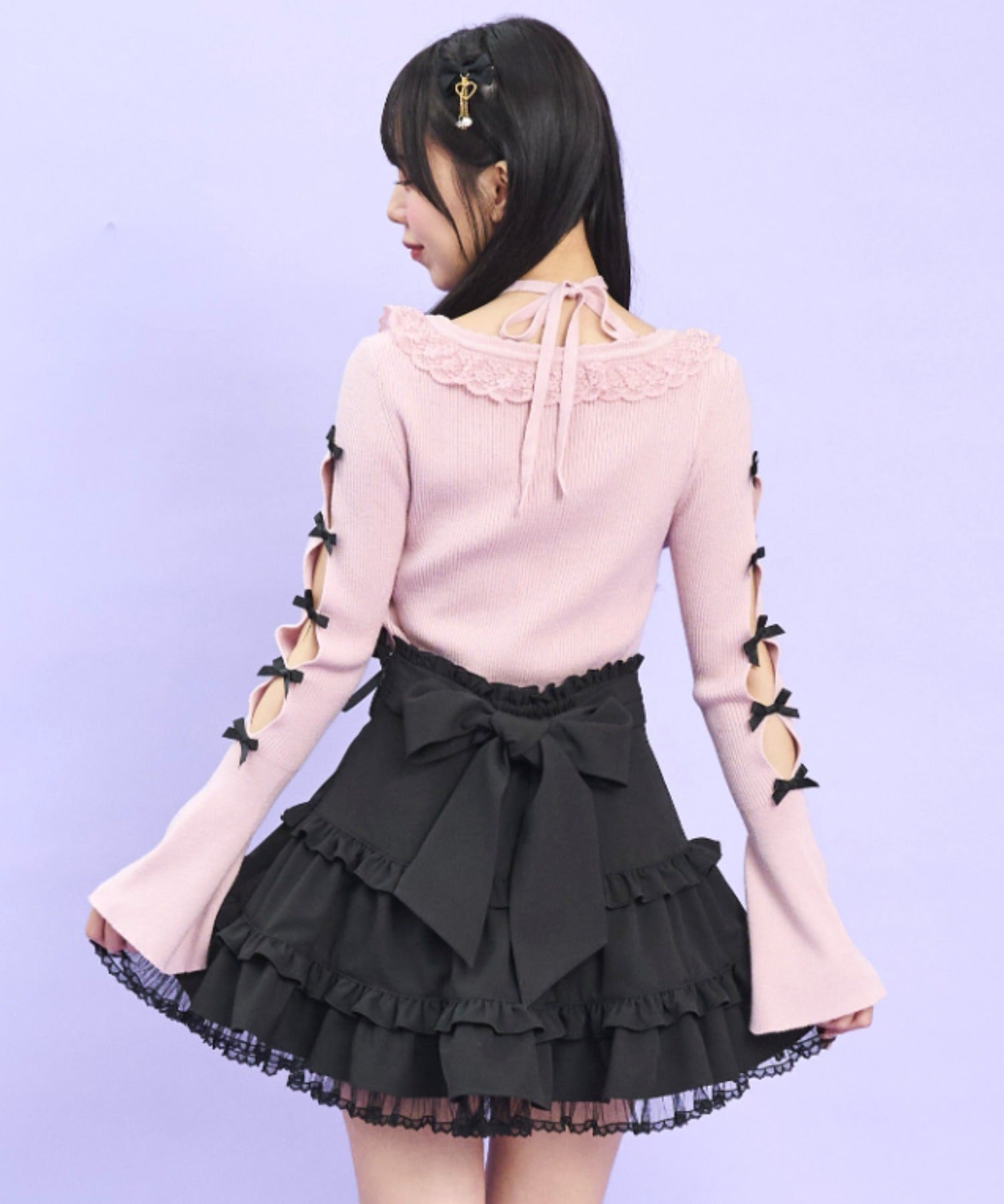 シークレットハニー Secret Honey 袖スリットニットトップス （ピンク） ピンク