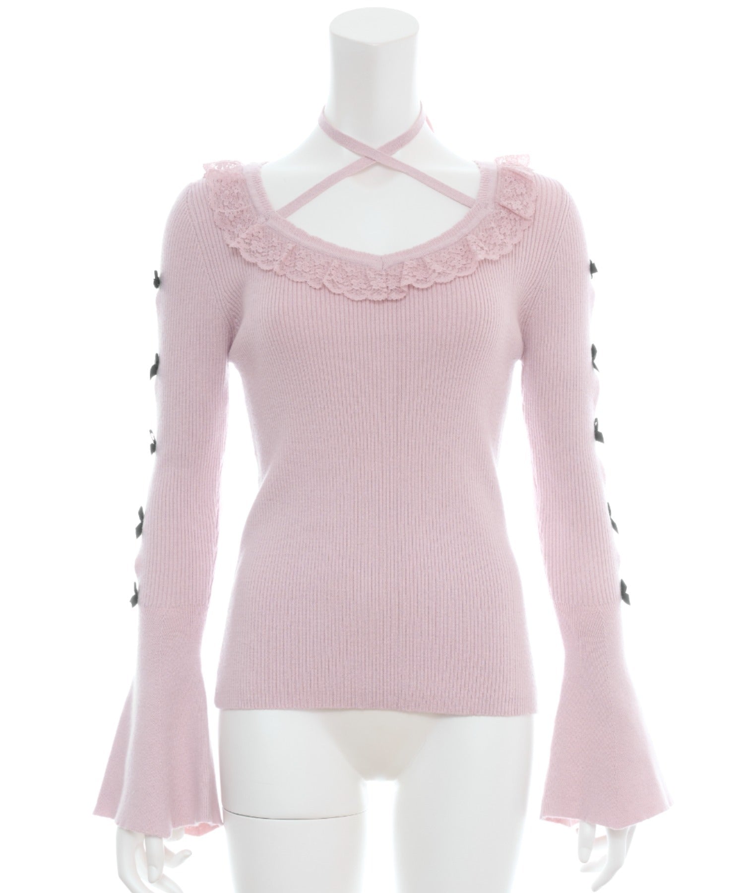 シークレットハニー Secret Honey 袖スリットニットトップス （ピンク） ピンク