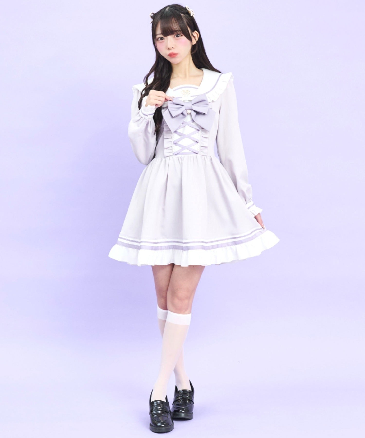 シークレットハニー Secret Honey フロントレースアップセーラーワンピース （グレー） グレー