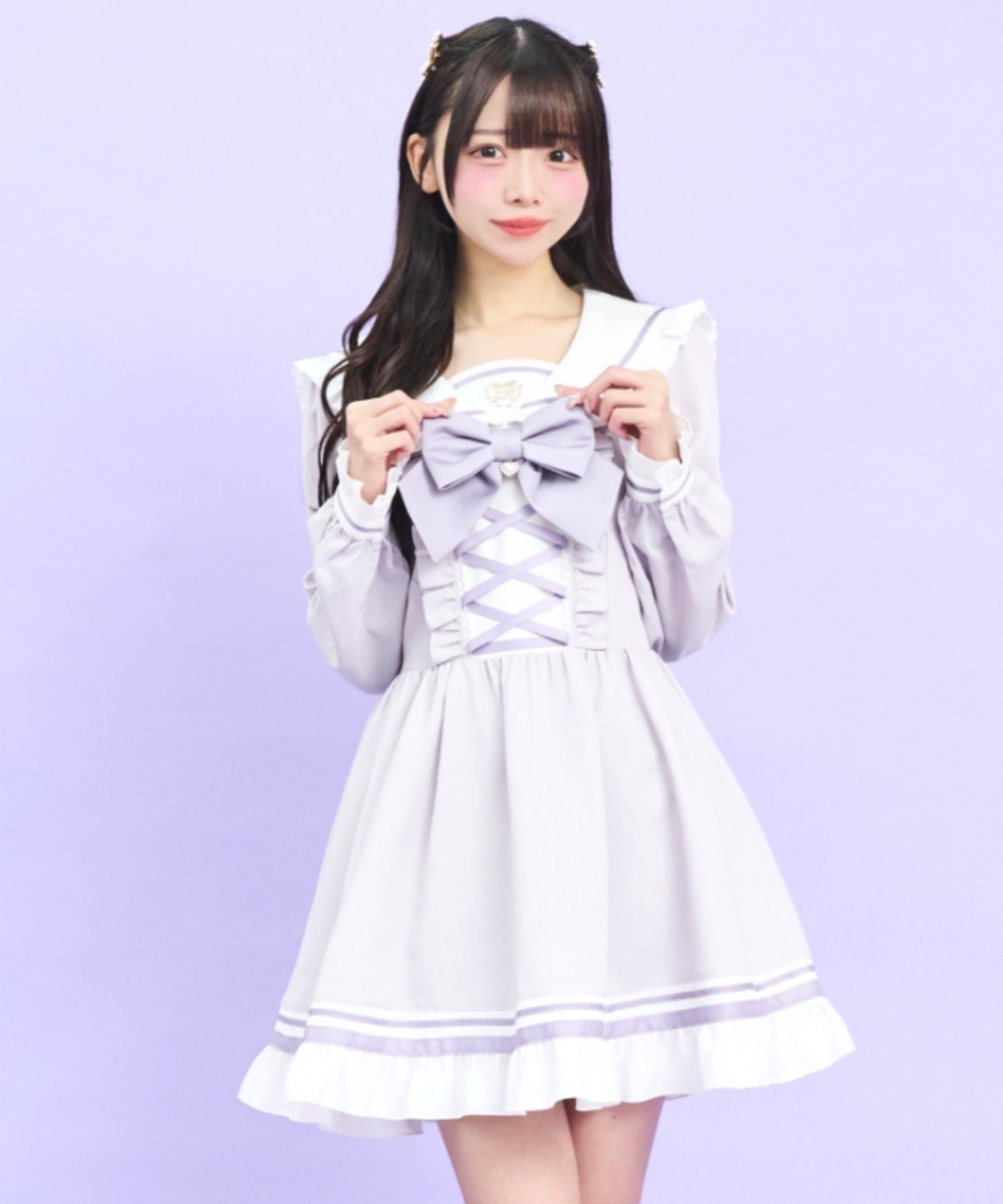 シークレットハニー Secret Honey フロントレースアップセーラーワンピース （グレー） グレー